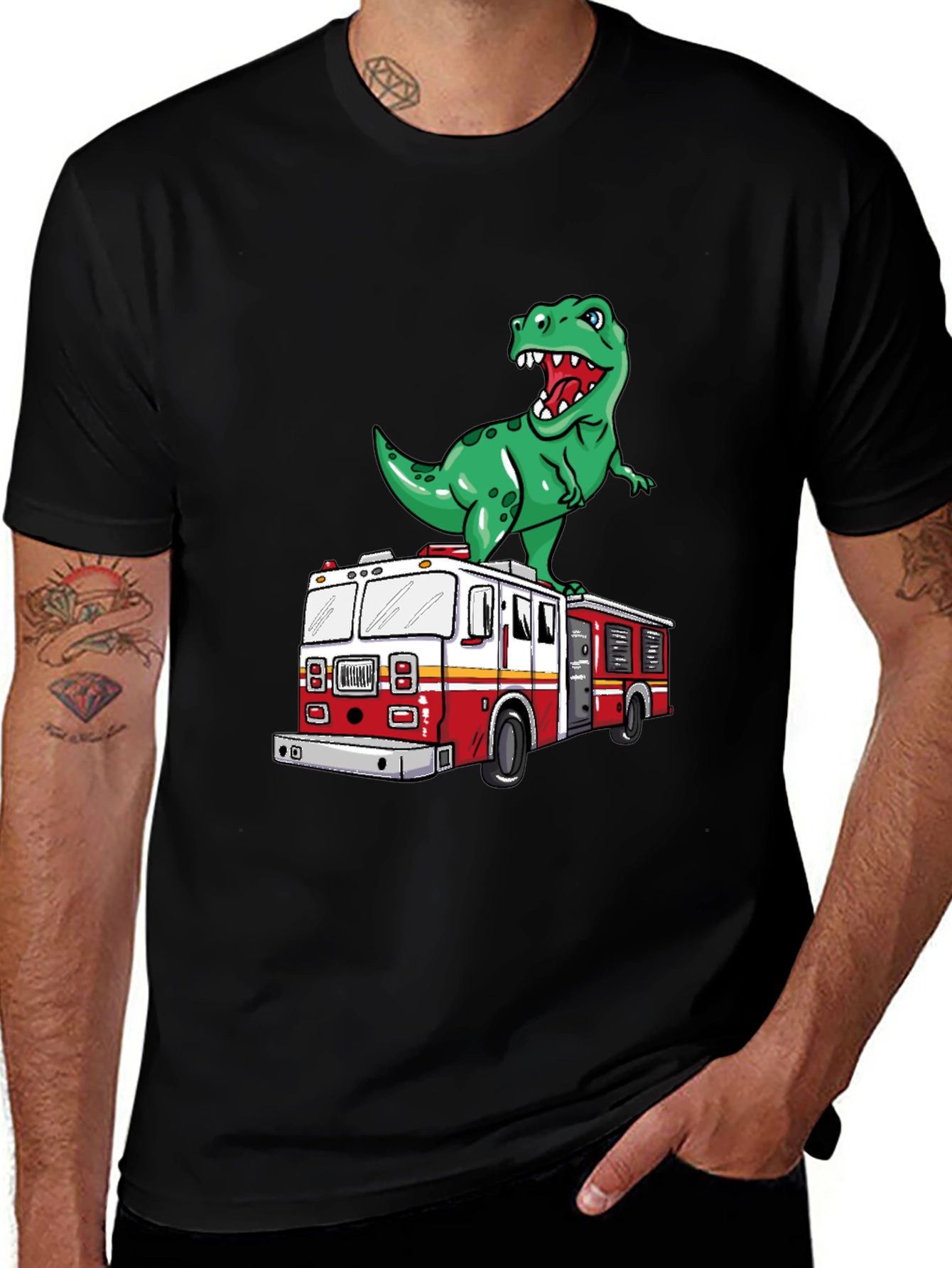 Variant 26 of Dinosaur Fire Truck Graphic Tee