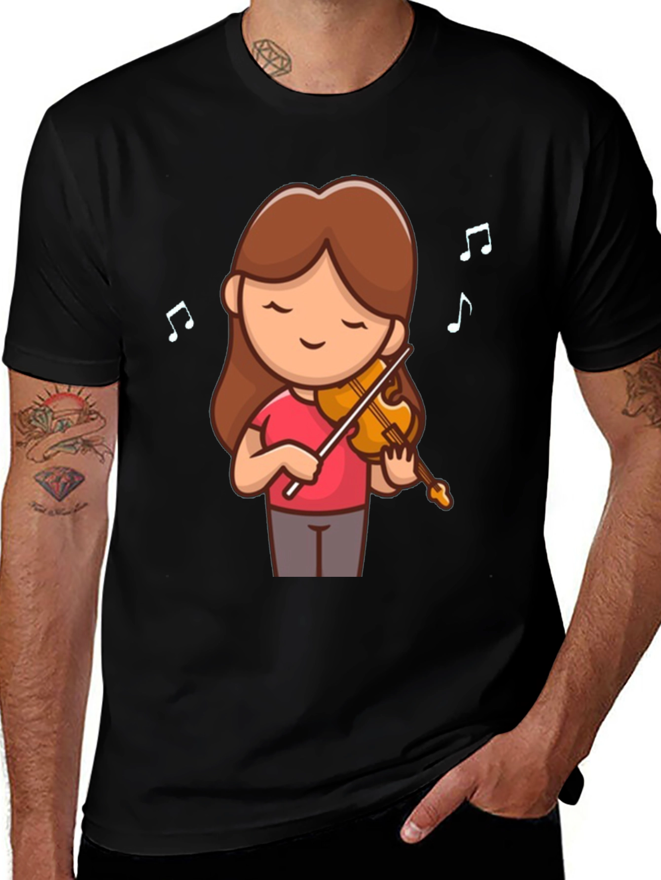 Variant 29 of Cute Cartoon Violinist Graphic T-Shirt