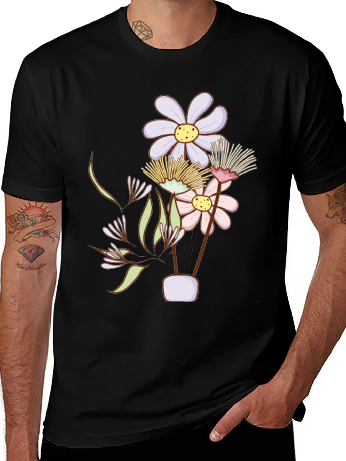 Variant 29 of Floral Graphic Black T-Shirt