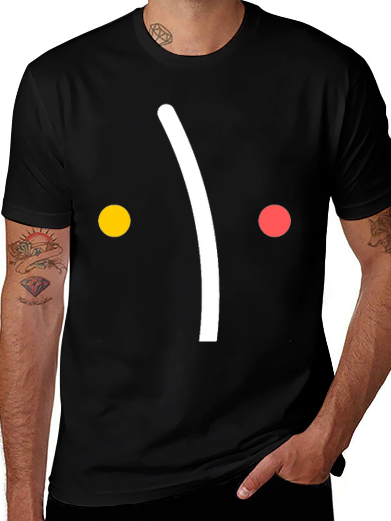 Variant 17 of Minimalist Sad Face Graphic Tee - Black Casual T-Shirt