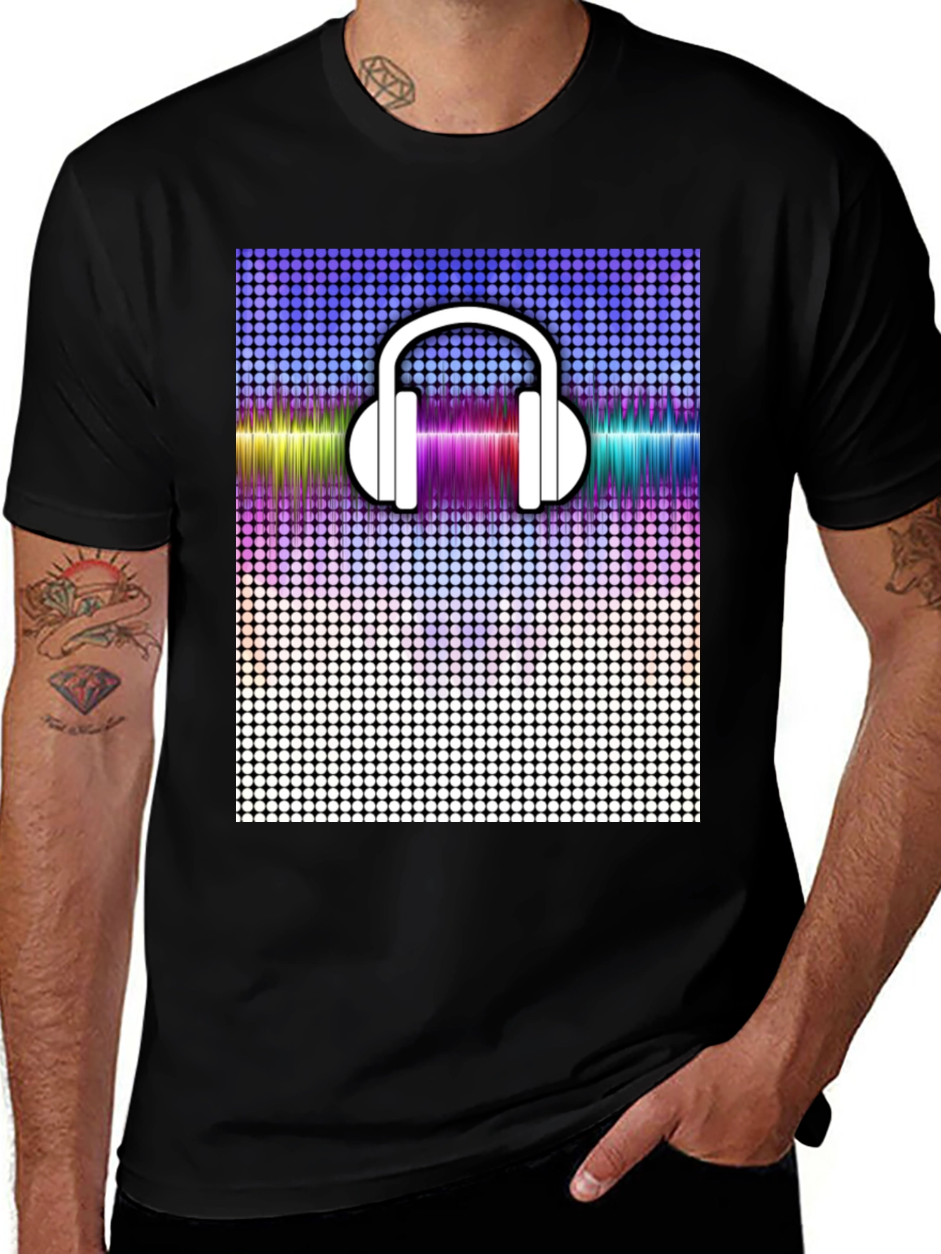 Variant 8 of Cool Graphic Tee: Headphones and Soundwave Design