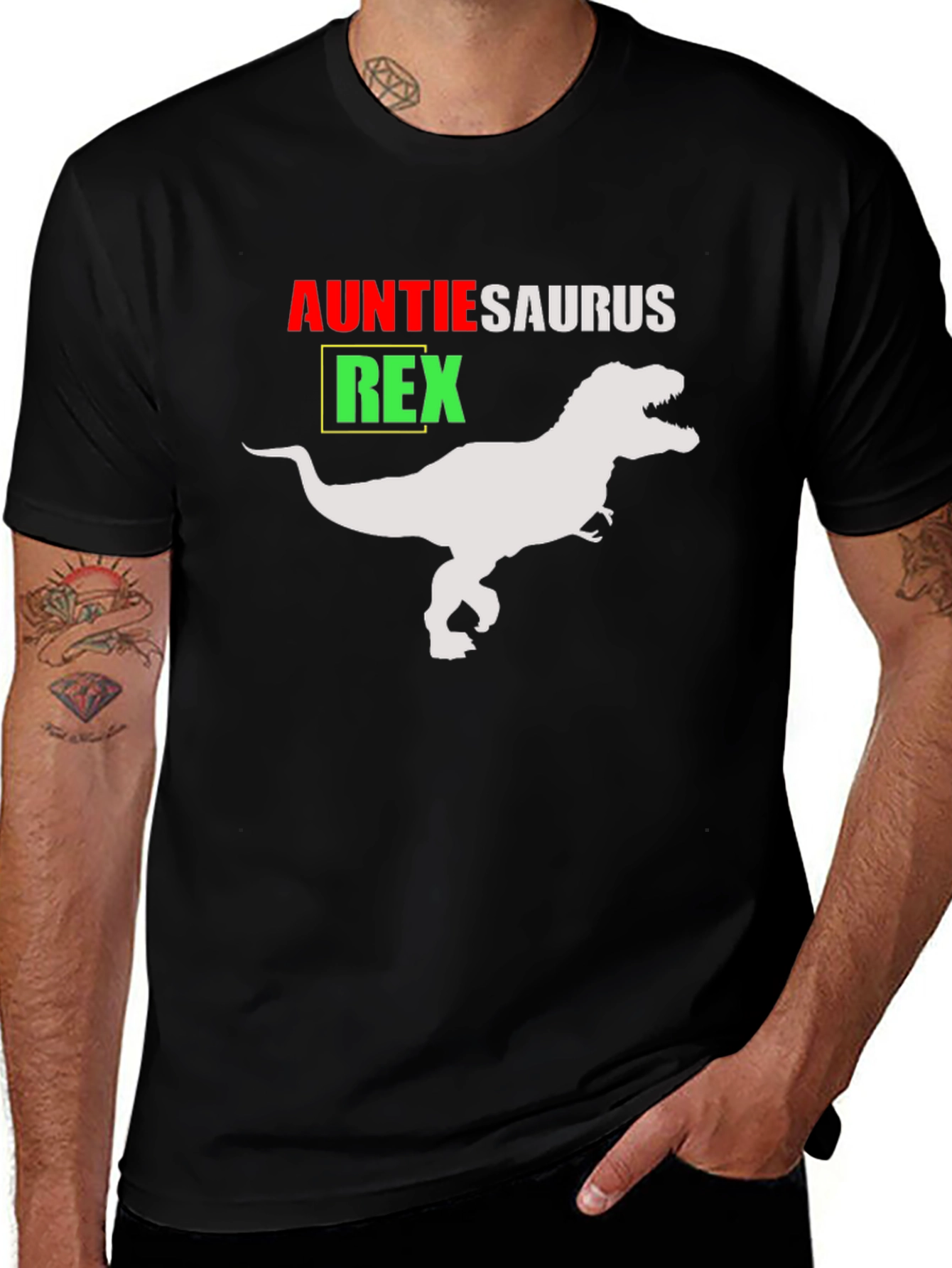Auntie Saurus Rex T-Shirt - Funny Aunt Dinosaur Tee