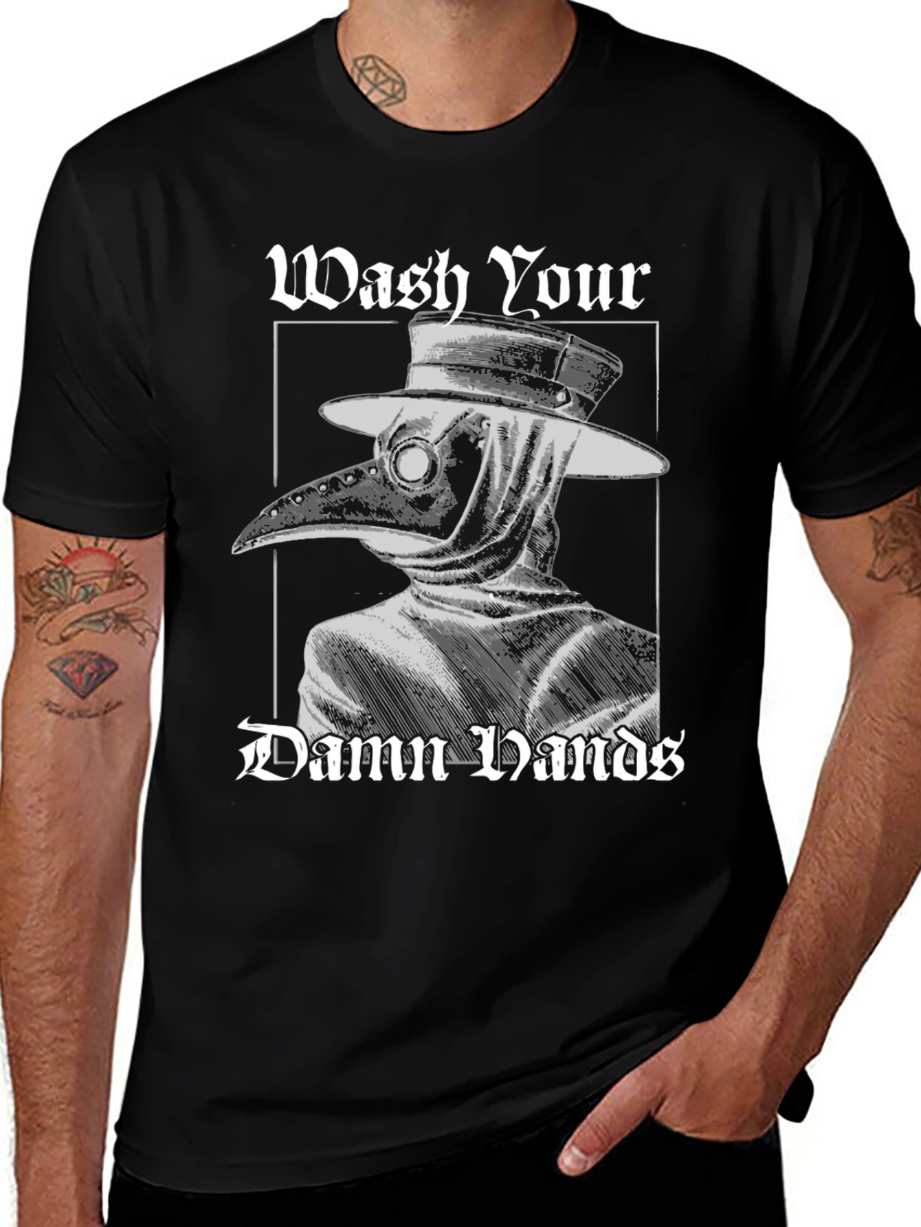 Variant 22 of Wash Your Damn Hands Plague Doctor T-Shirt