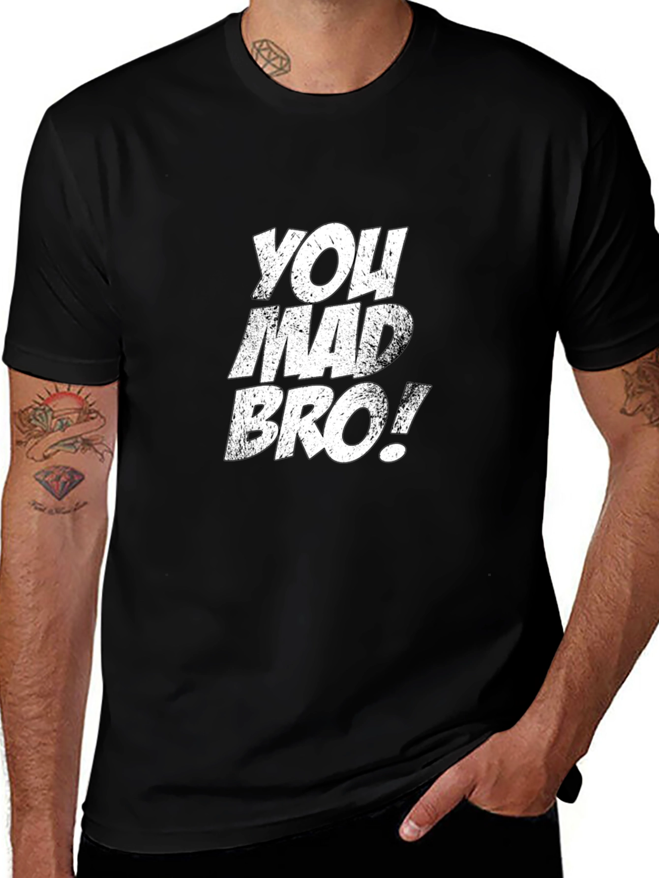 Variant 18 of You Mad Bro! Graphic T-Shirt, Men's Black Tee