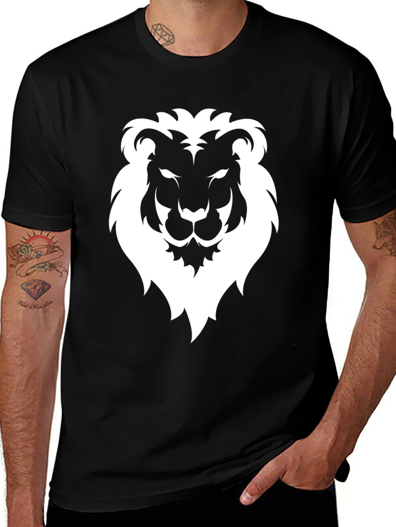 Variant 11 of Lion Graphic Tee - Mens Black Short Sleeve
