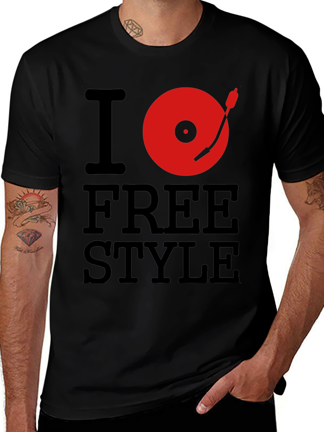 Variant 6 of I Love Freestyle T-Shirt - DJ Vinyl Record Design