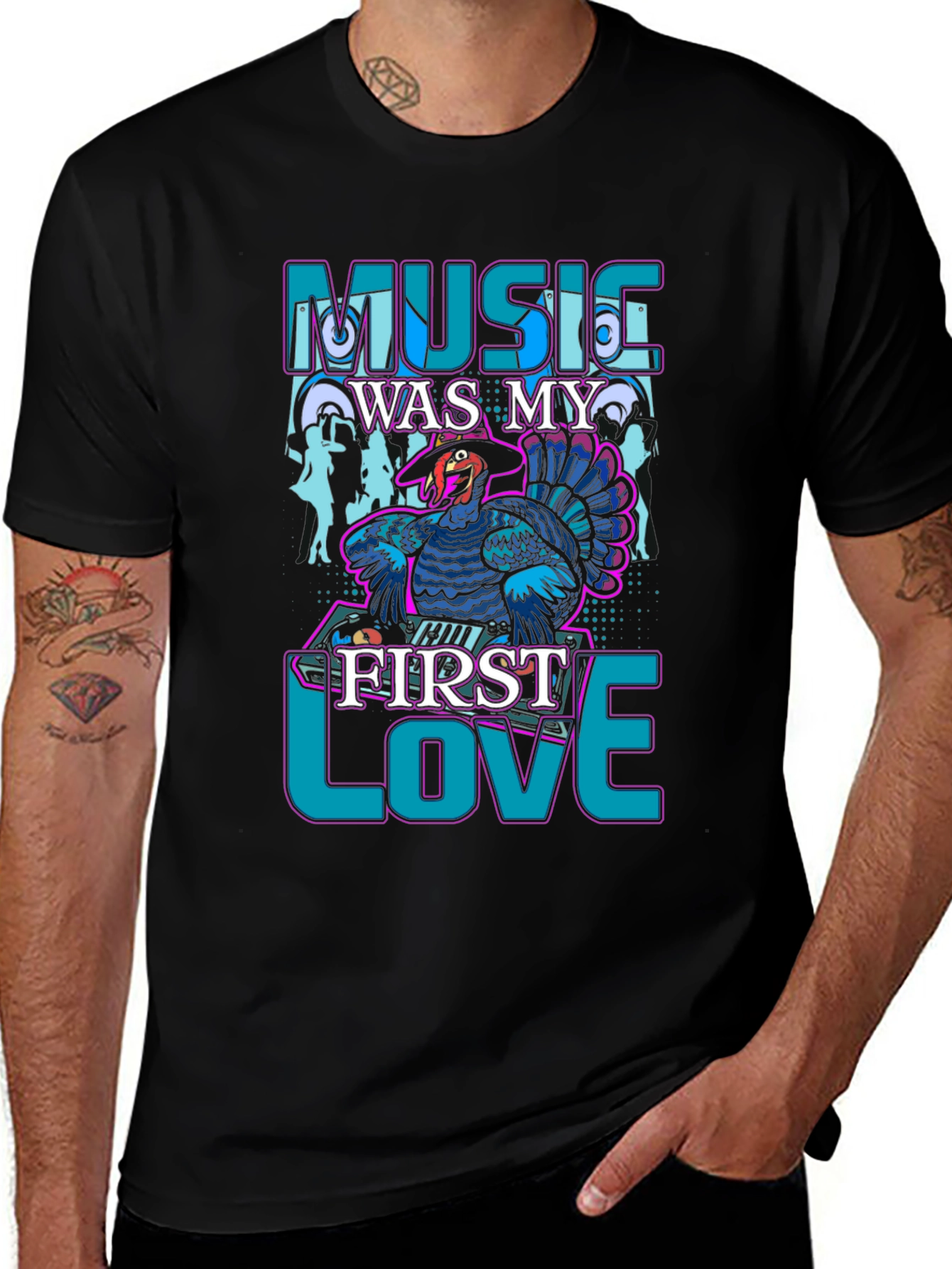 Variant 14 of Music Was My First Love T-Shirt - Turkey DJ