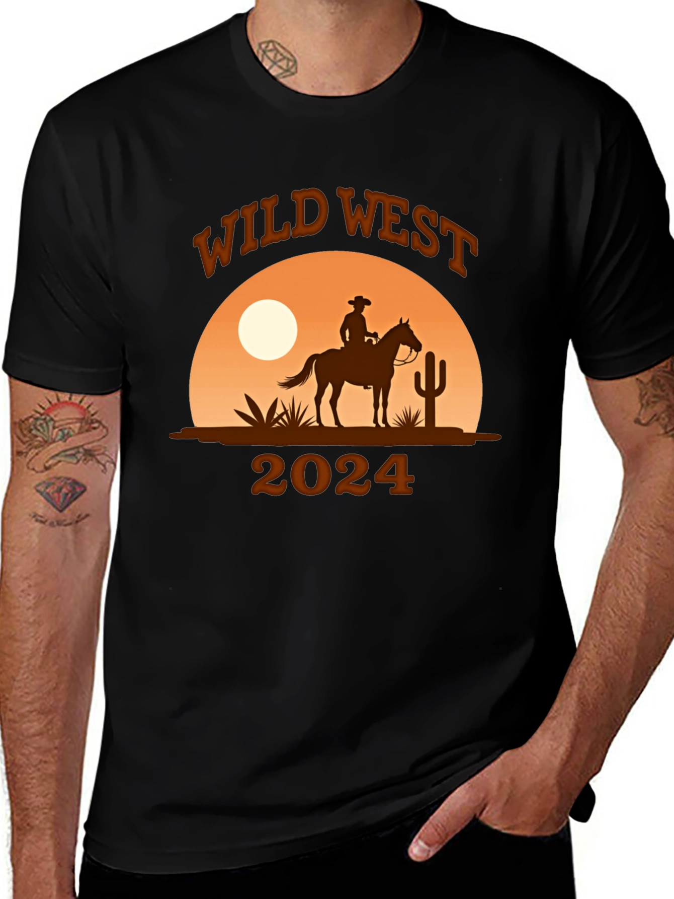 Wild West Cowboy Graphic T-Shirt - Western Style Tee