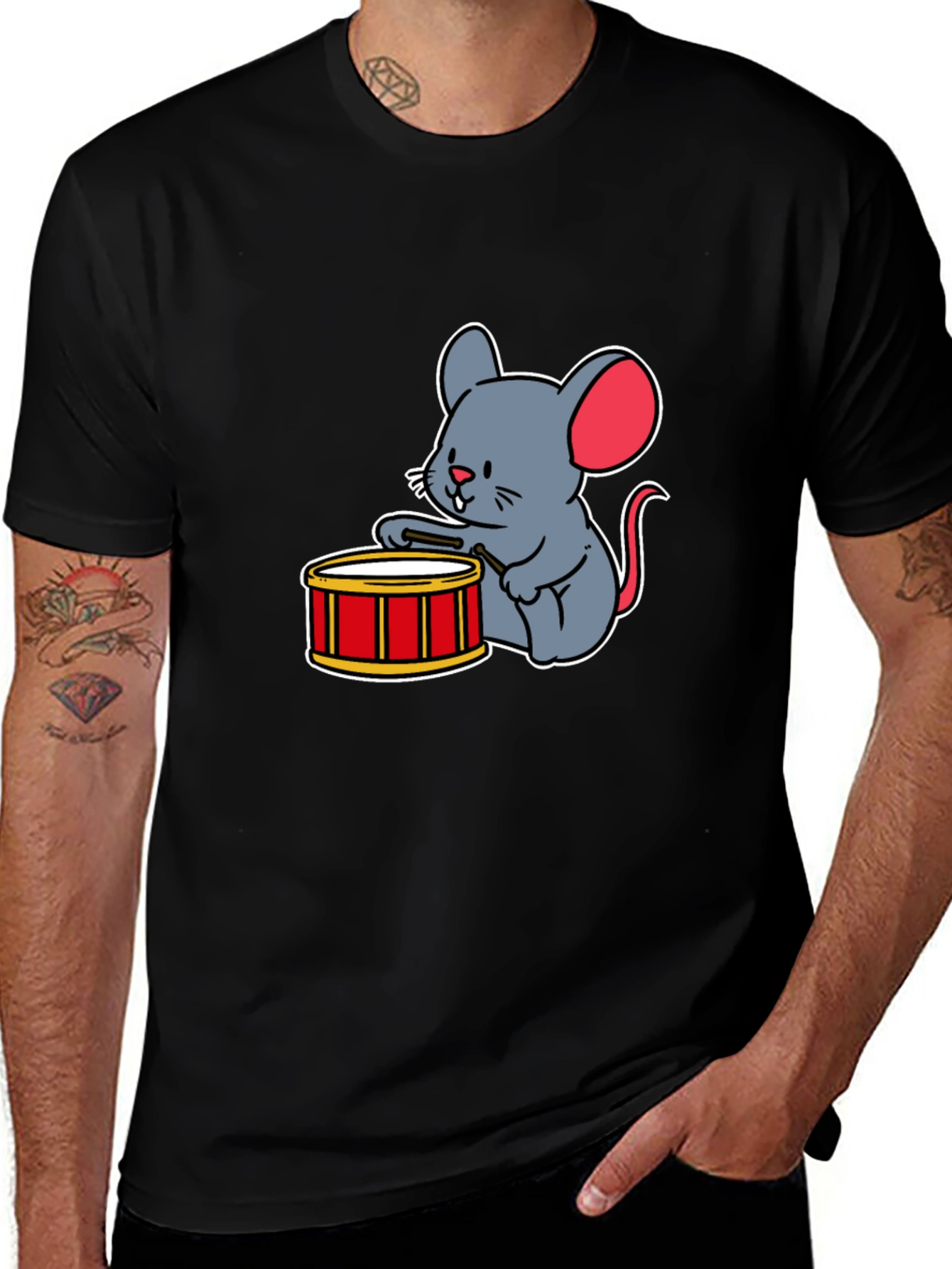 Black Mouse Drummer T-Shirt main image