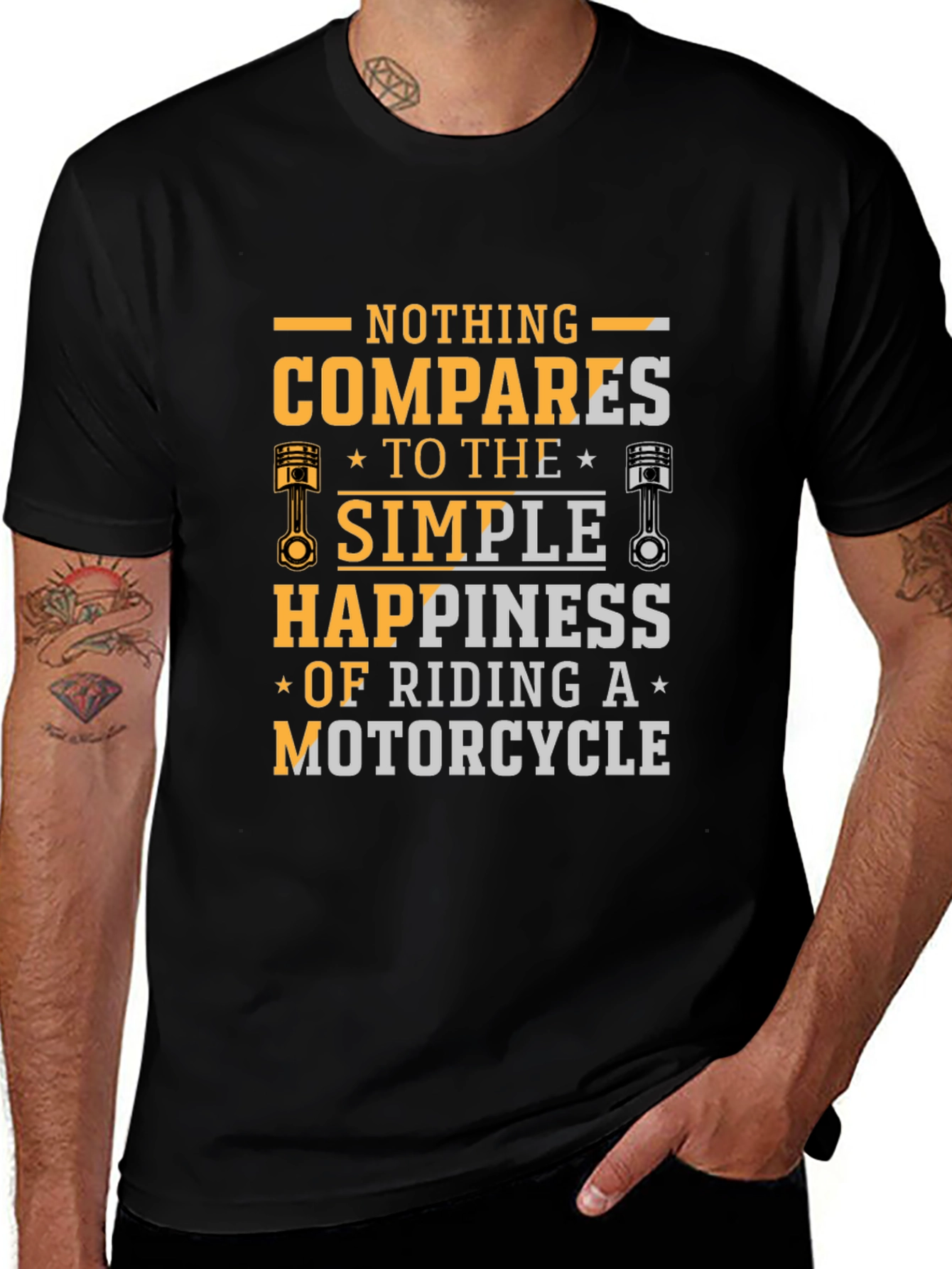 Motorcycle Riding Happiness Black T-Shirt