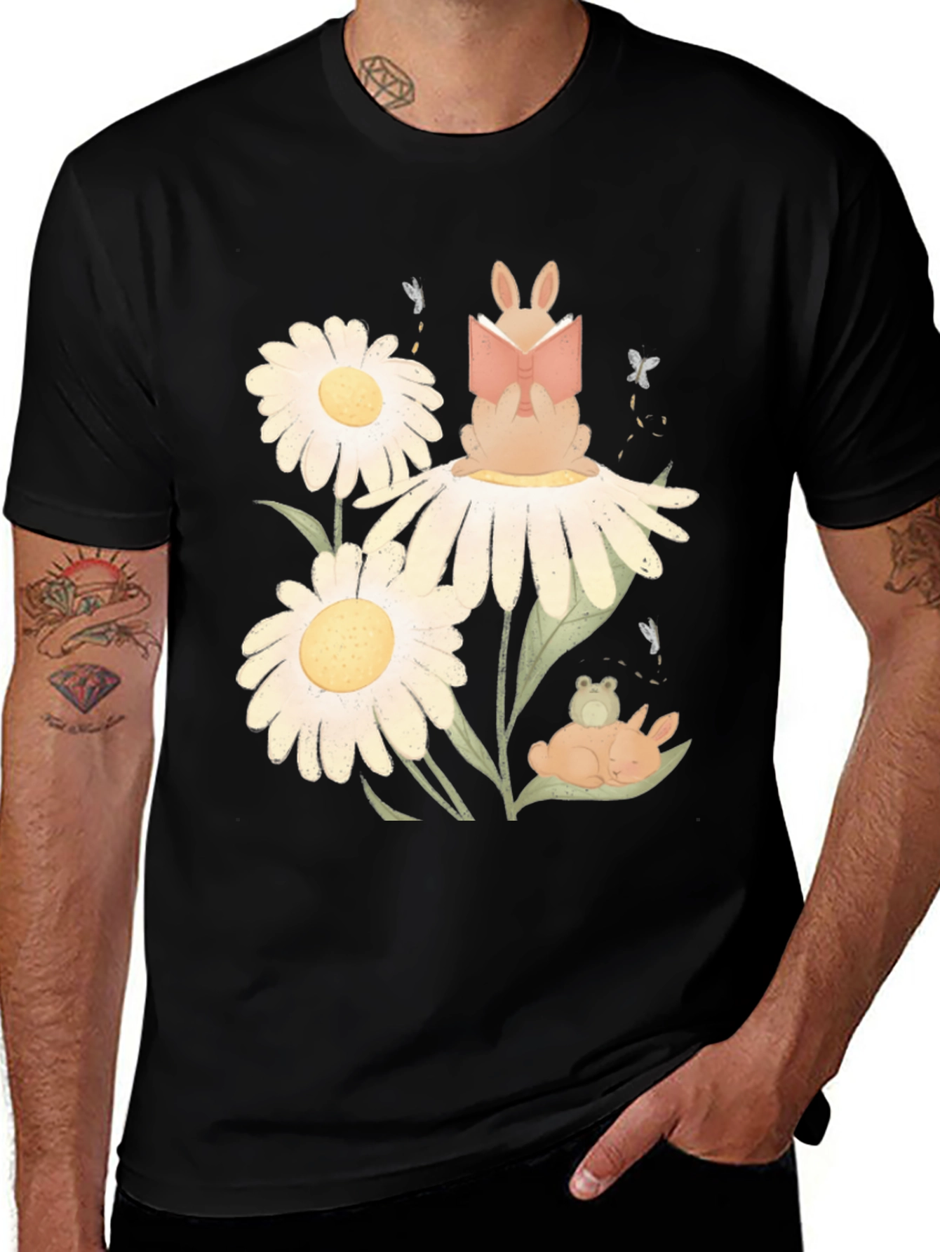 Variant 5 of Whimsical Reading Bunny Graphic Tee