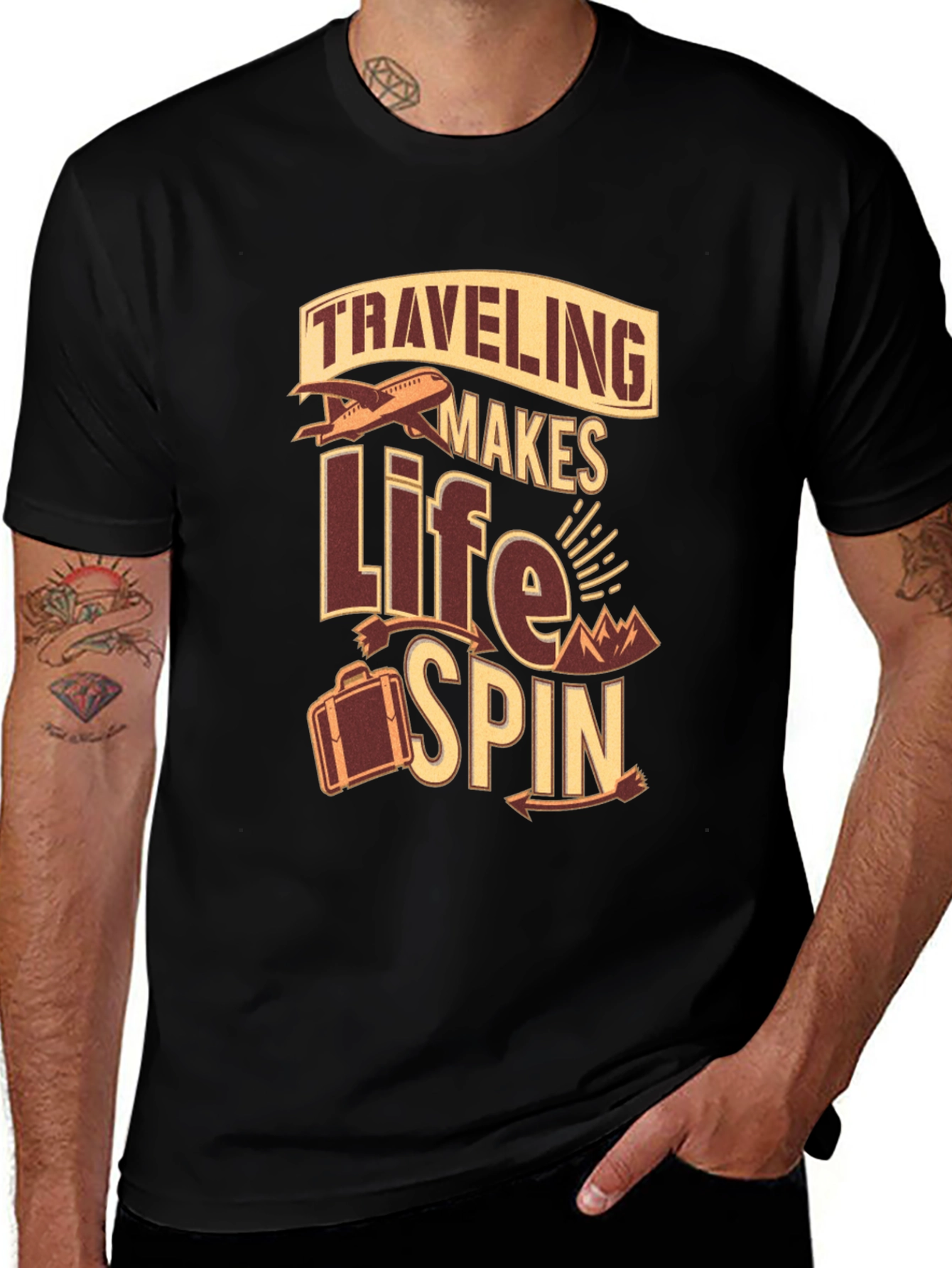 Variant 13 of Traveling Makes Life Spin T-Shirt