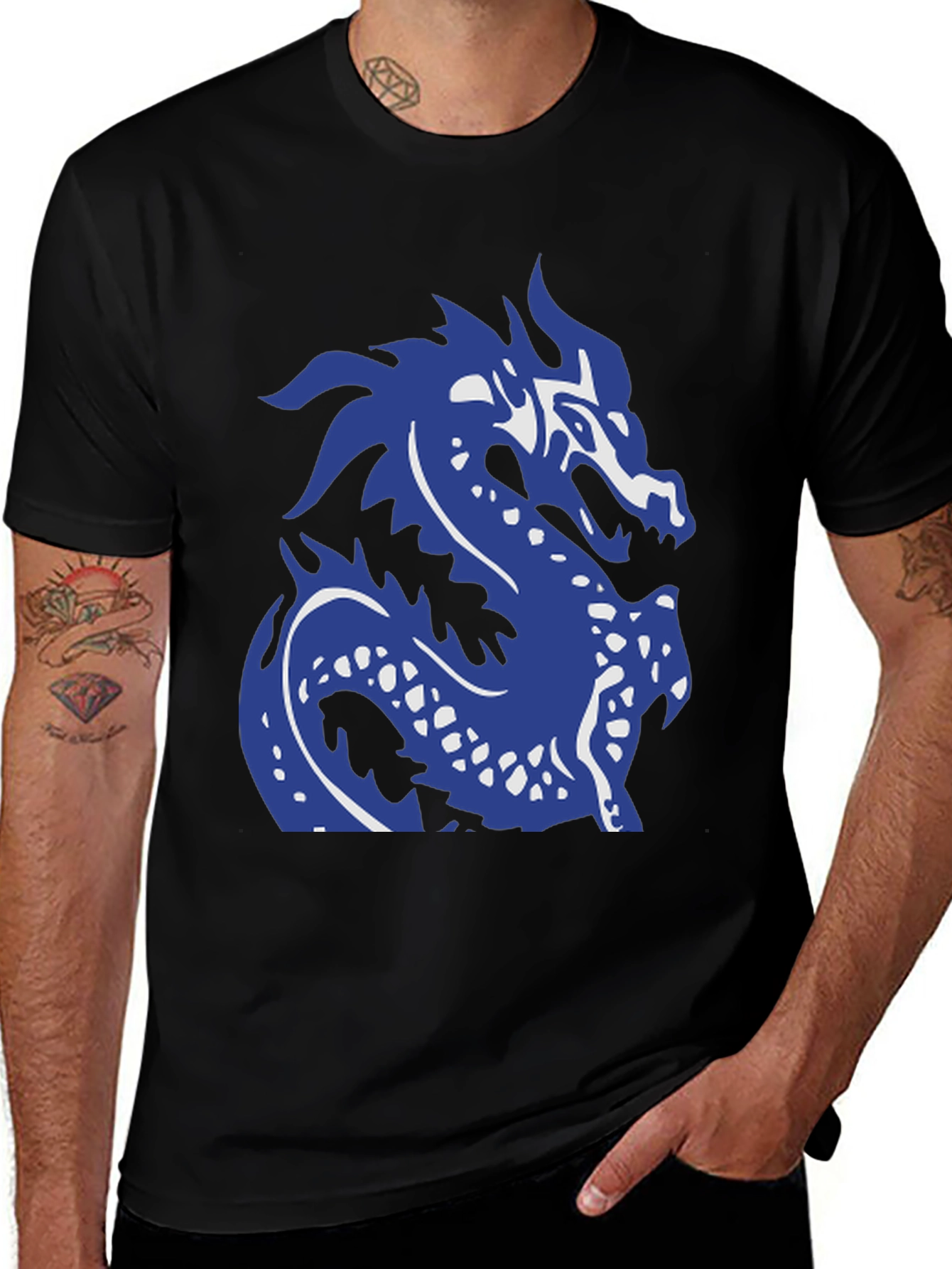 Variant 22 of Dragon Graphic Tee - Black Cotton T-Shirt