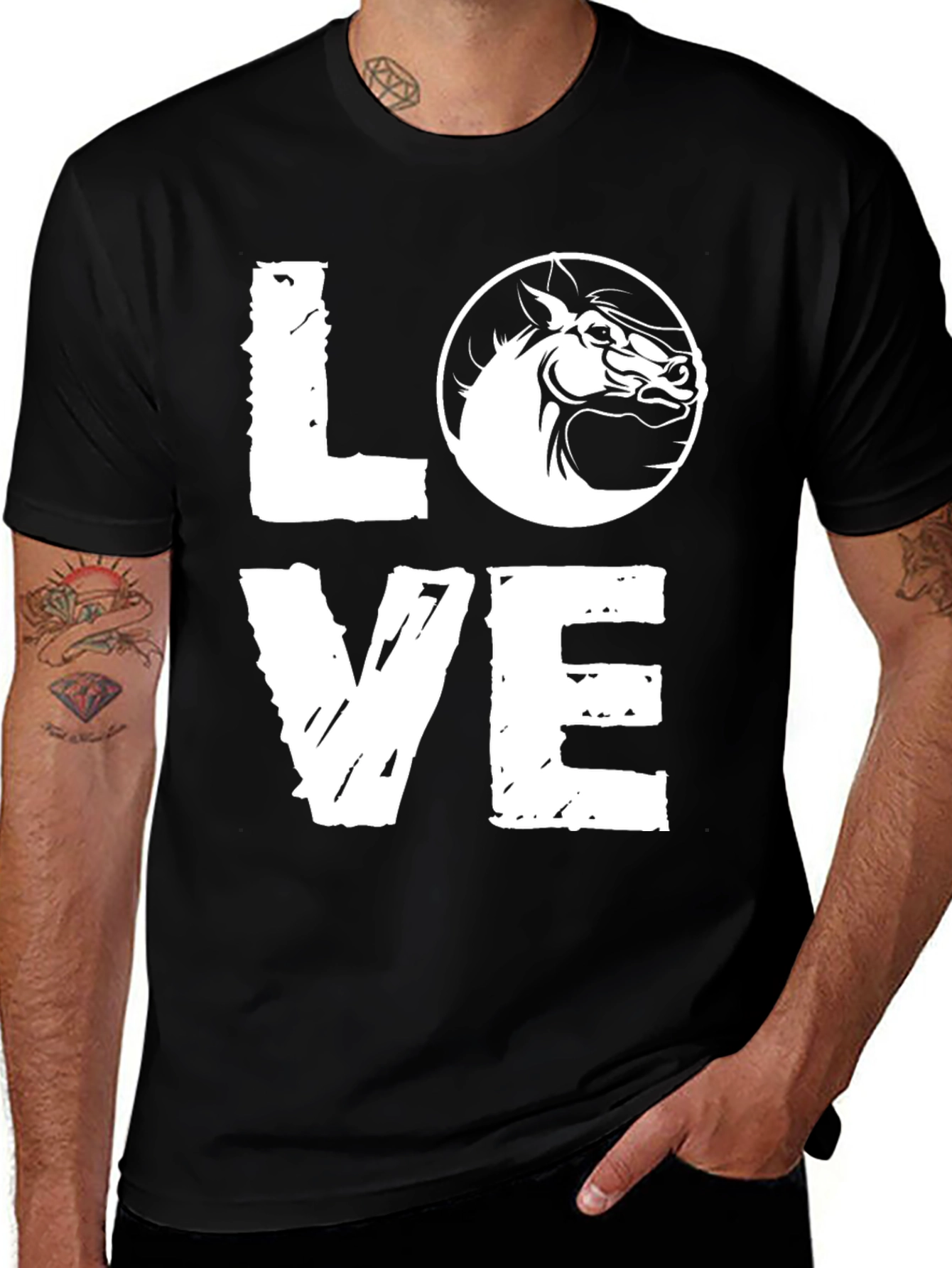 Variant 20 of Love Horse Graphic Tee - Unisex Black Cotton T-Shirt