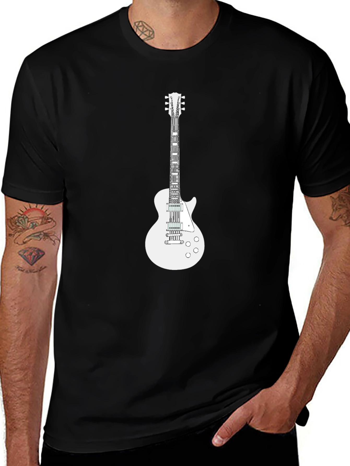 Variant 2 of Guitar Graphic Tee - Classic Rock Style