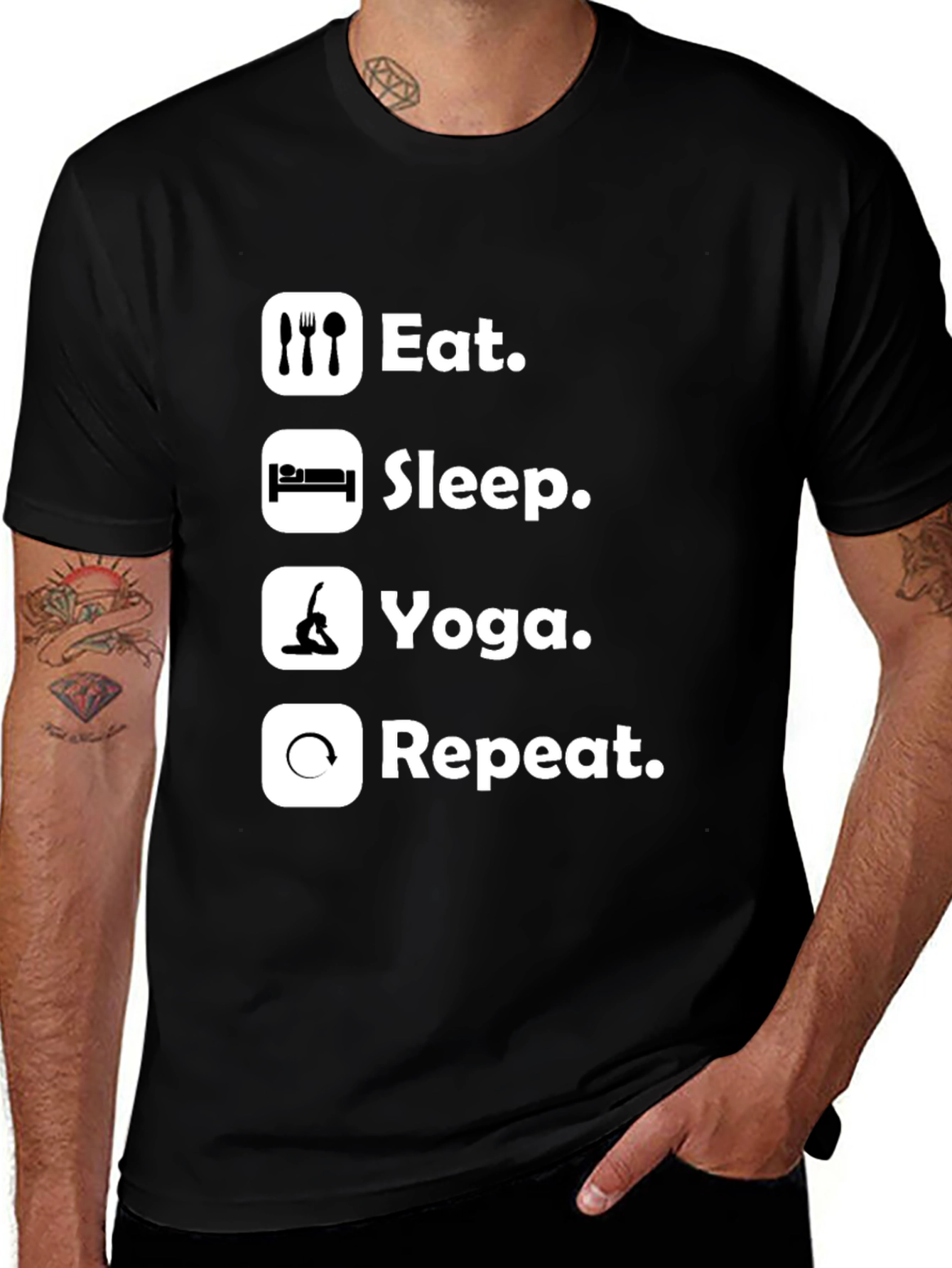 Eat Sleep Yoga Repeat T-Shirt - Fun Fitness Apparel