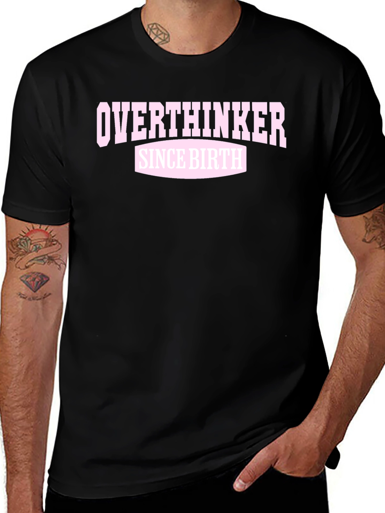 Black Overthinker Since Birth Graphic T-Shirt main image