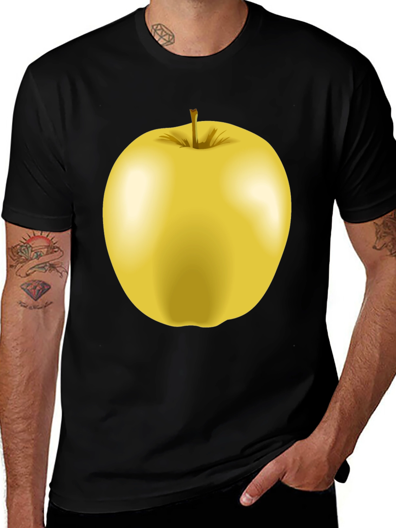 Variant 6 of Golden Apple Graphic T-Shirt - Unisex Black Tee