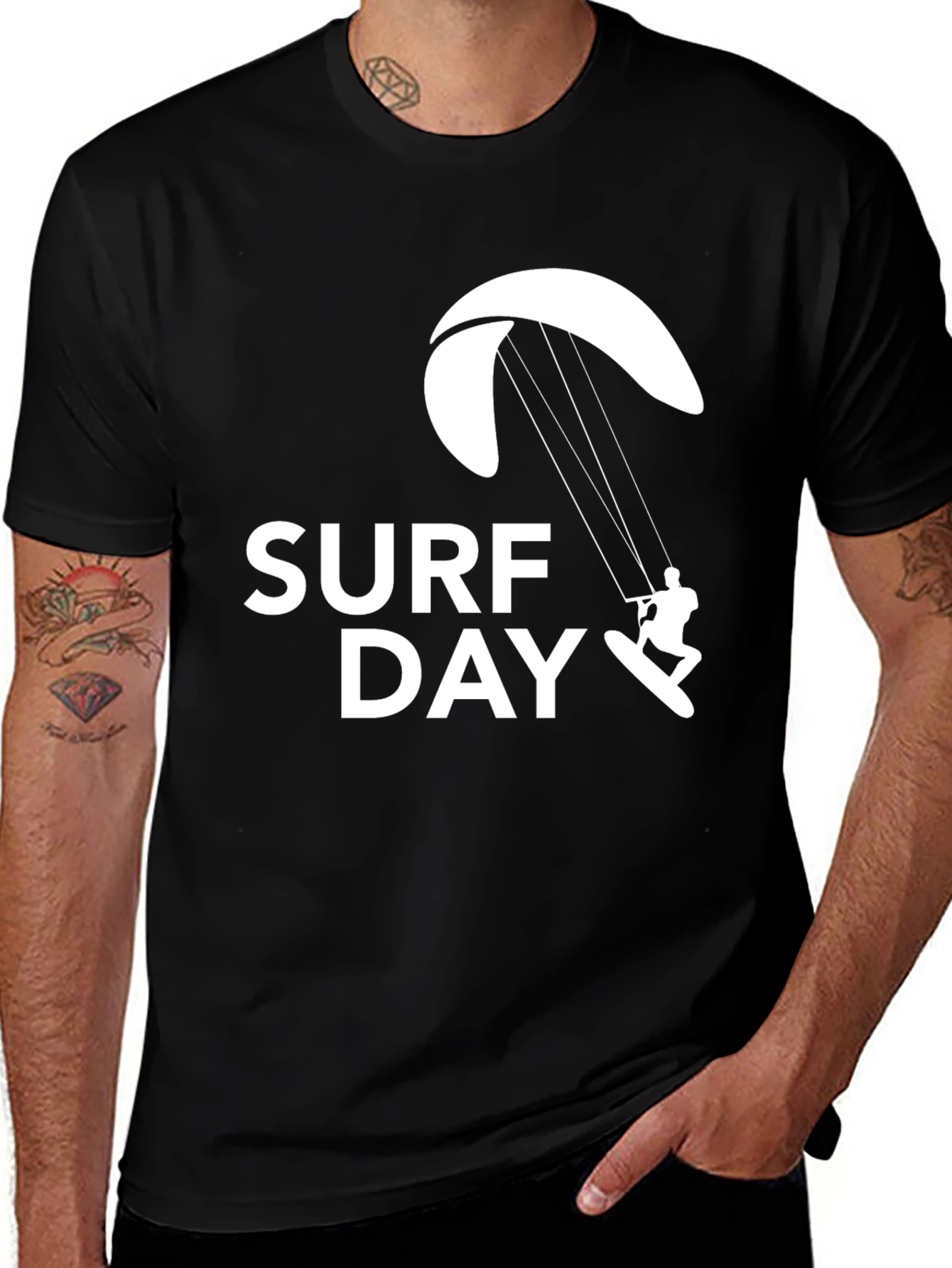 Variant 26 of Surf Day Graphic Tee - Black Cotton T-Shirt