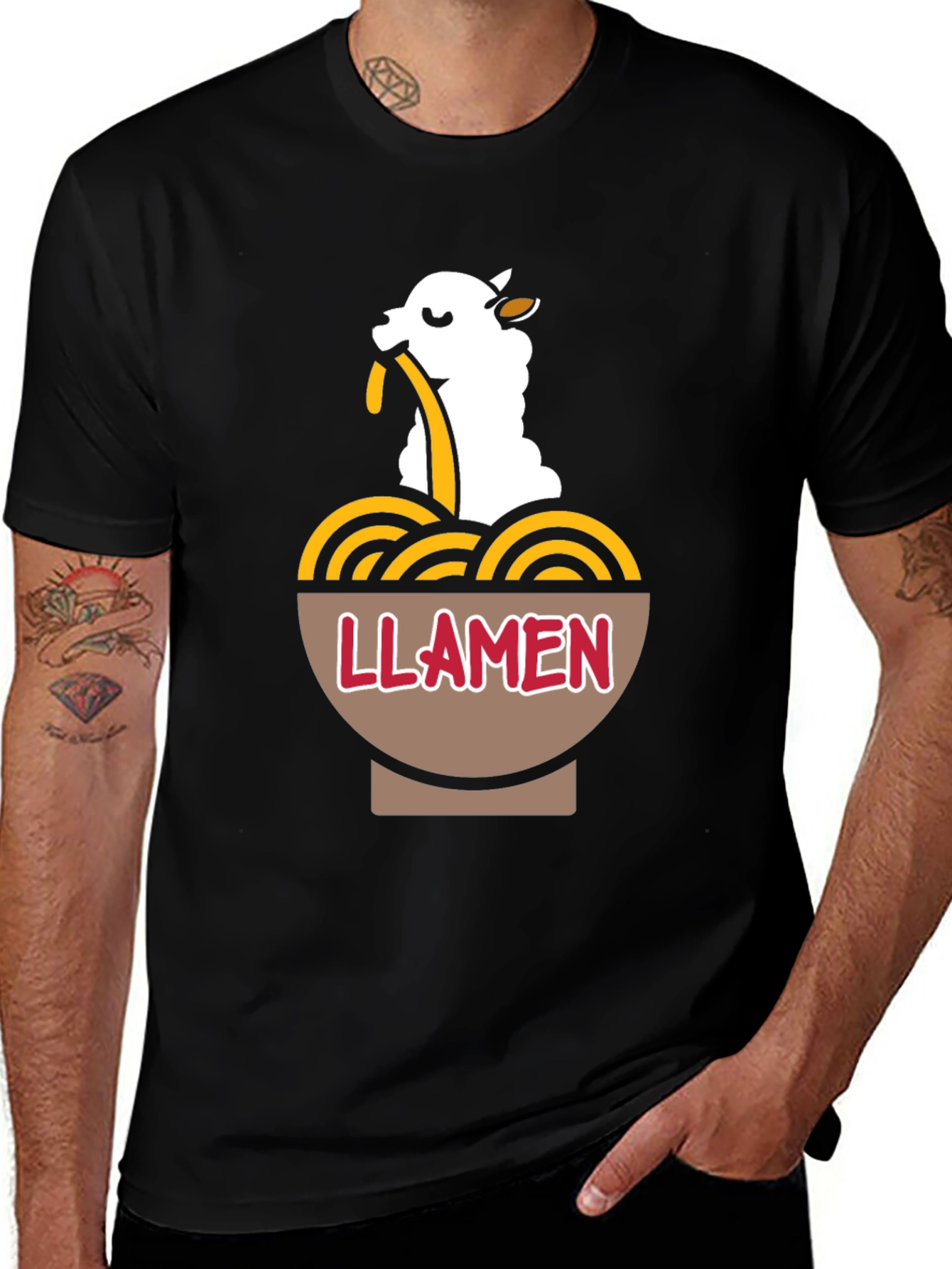 Variant 4 of Llamen Ramen T-Shirt: Cute Alpaca Noodle Bowl Tee