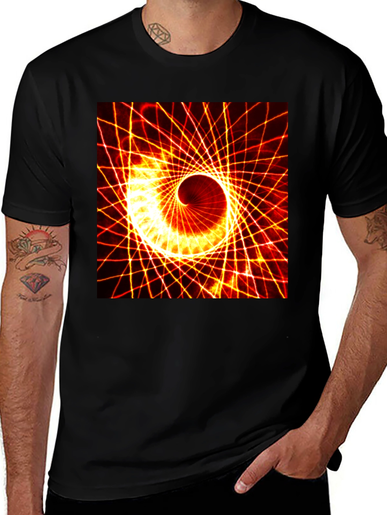 Variant 8 of Geometric Spiral Graphic Tee - Black