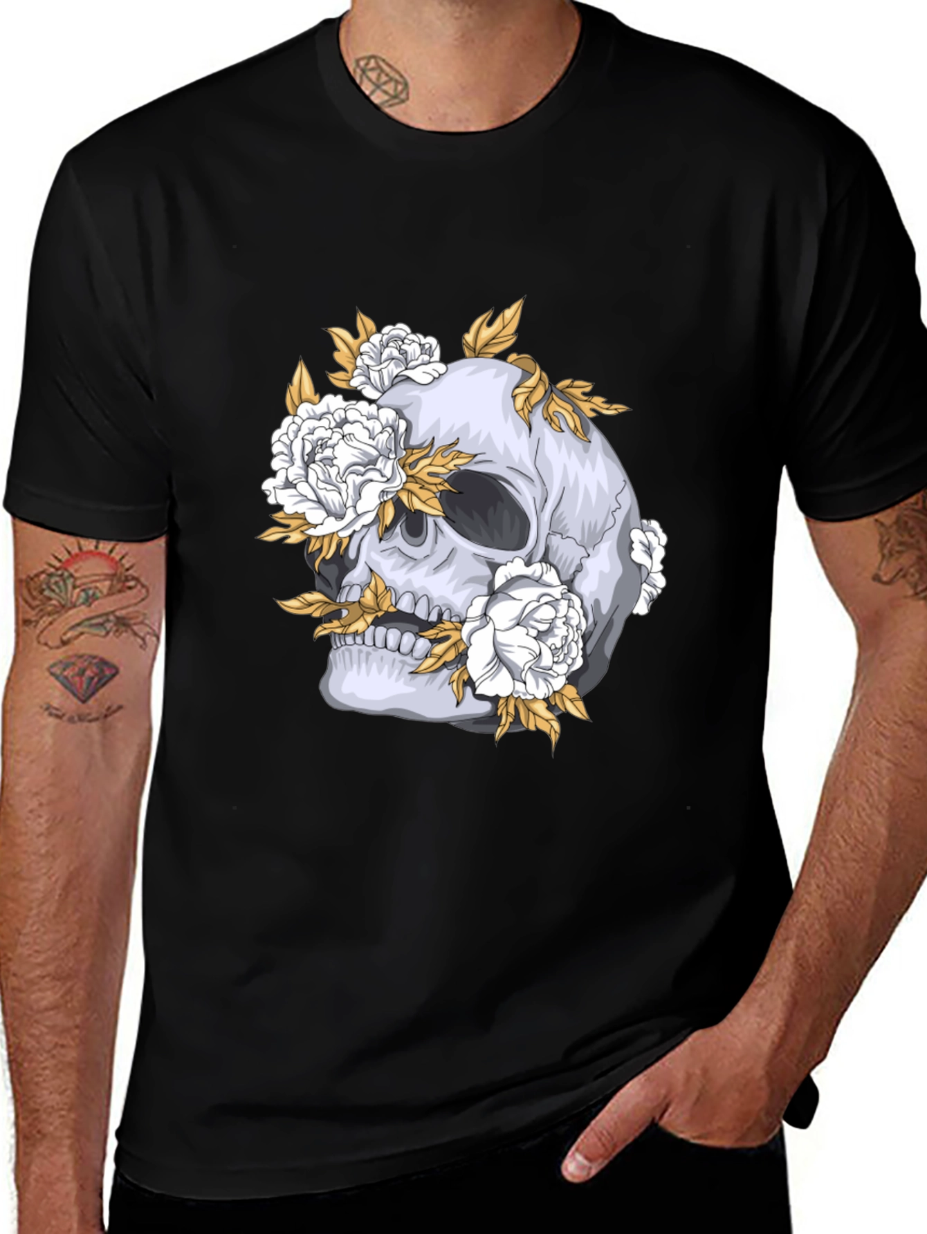 Variant 9 of Skull & Floral Graphic Tee