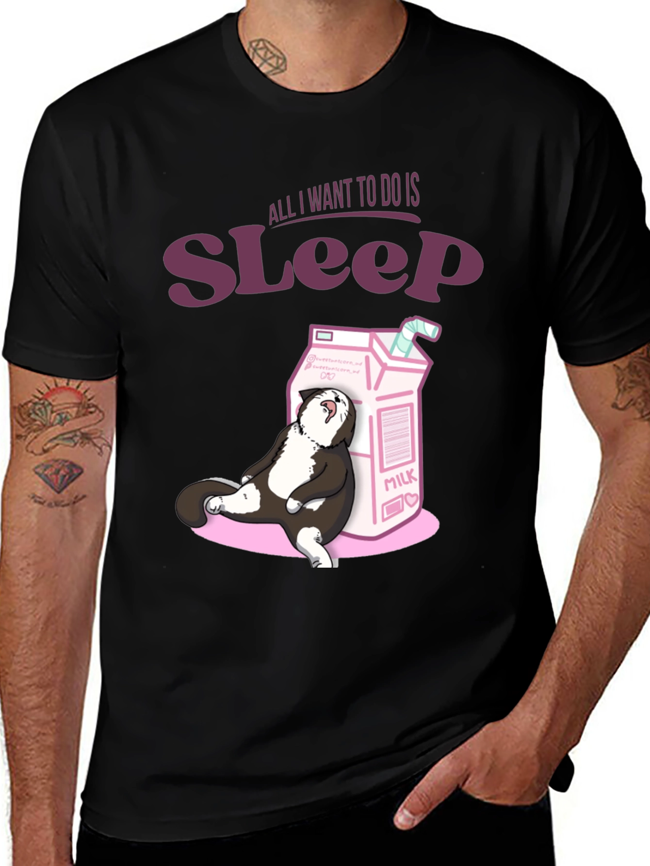 Sleepy Cat Milk T-Shirt