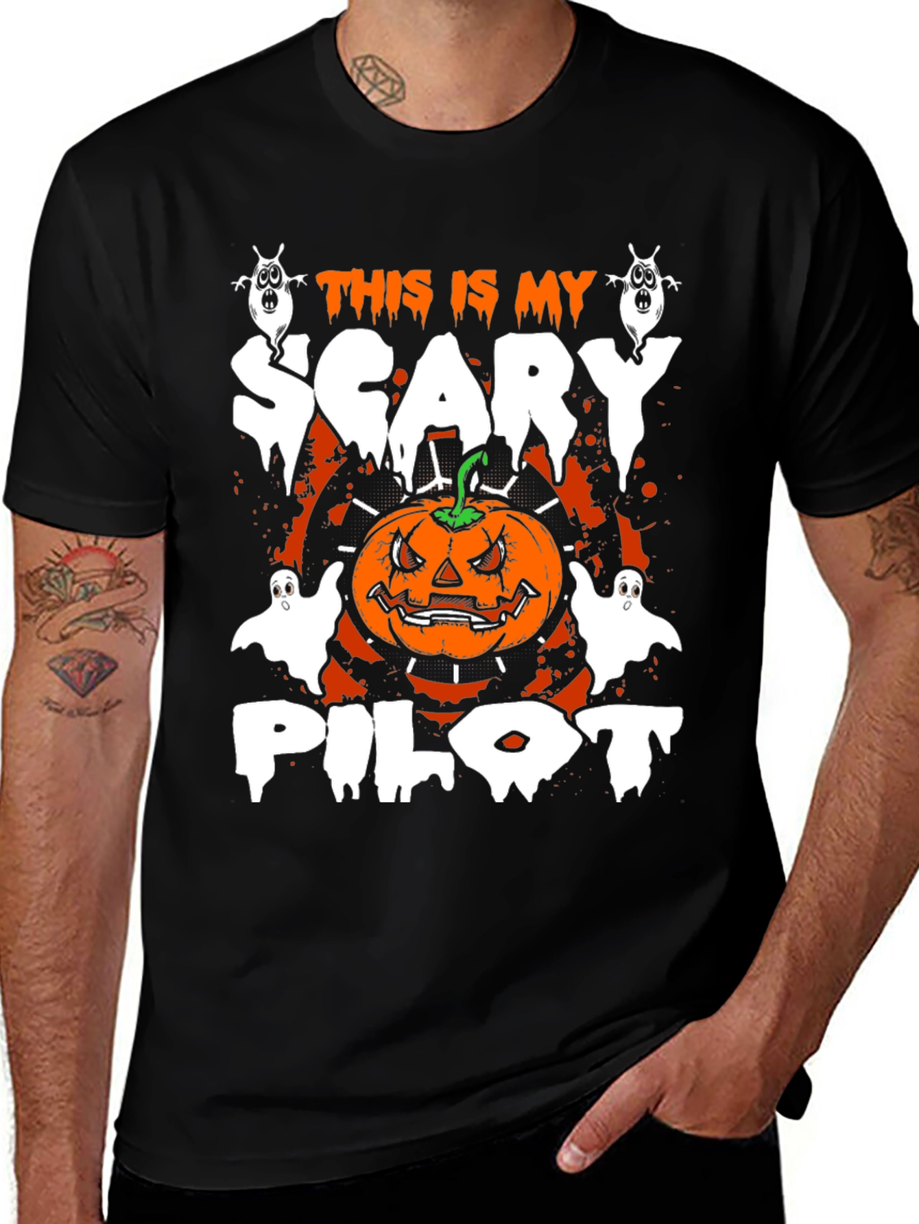 Variant 8 of Scary Pilot Halloween Graphic Tee