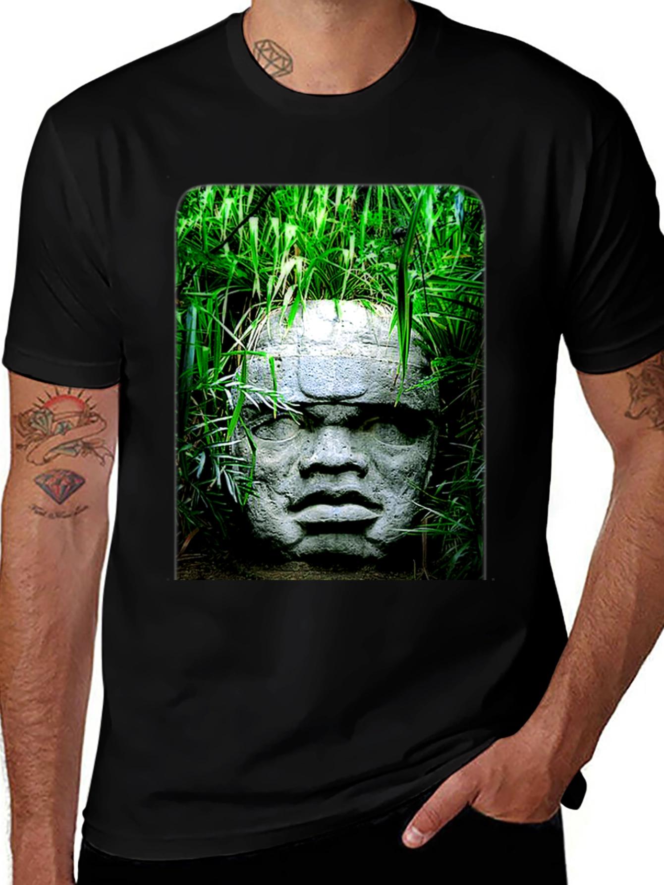 Olmec Head Tee - Ancient Sculpture Graphic T-Shirt