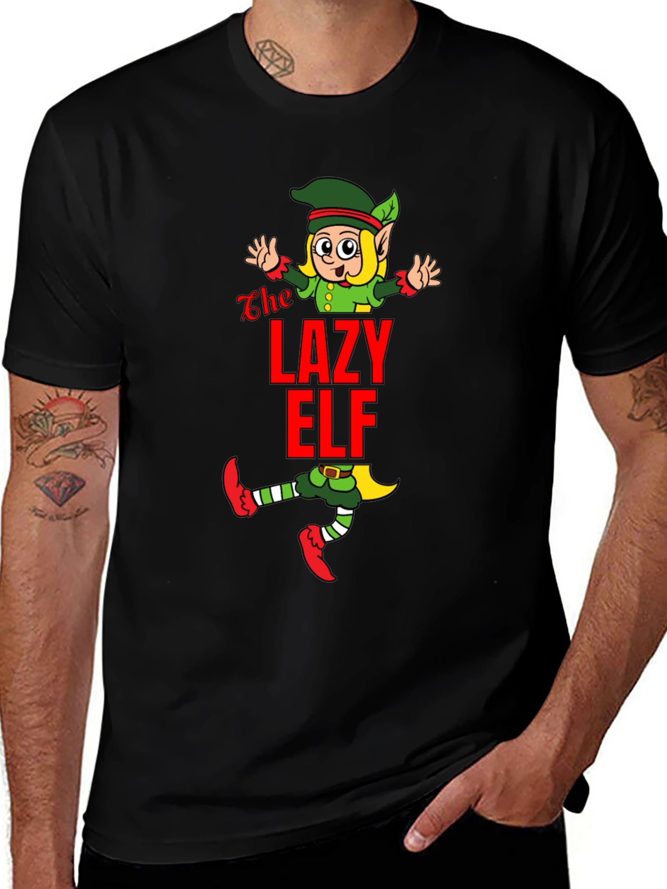 Variant 17 of The Lazy Elf T-Shirt - Holiday Fun