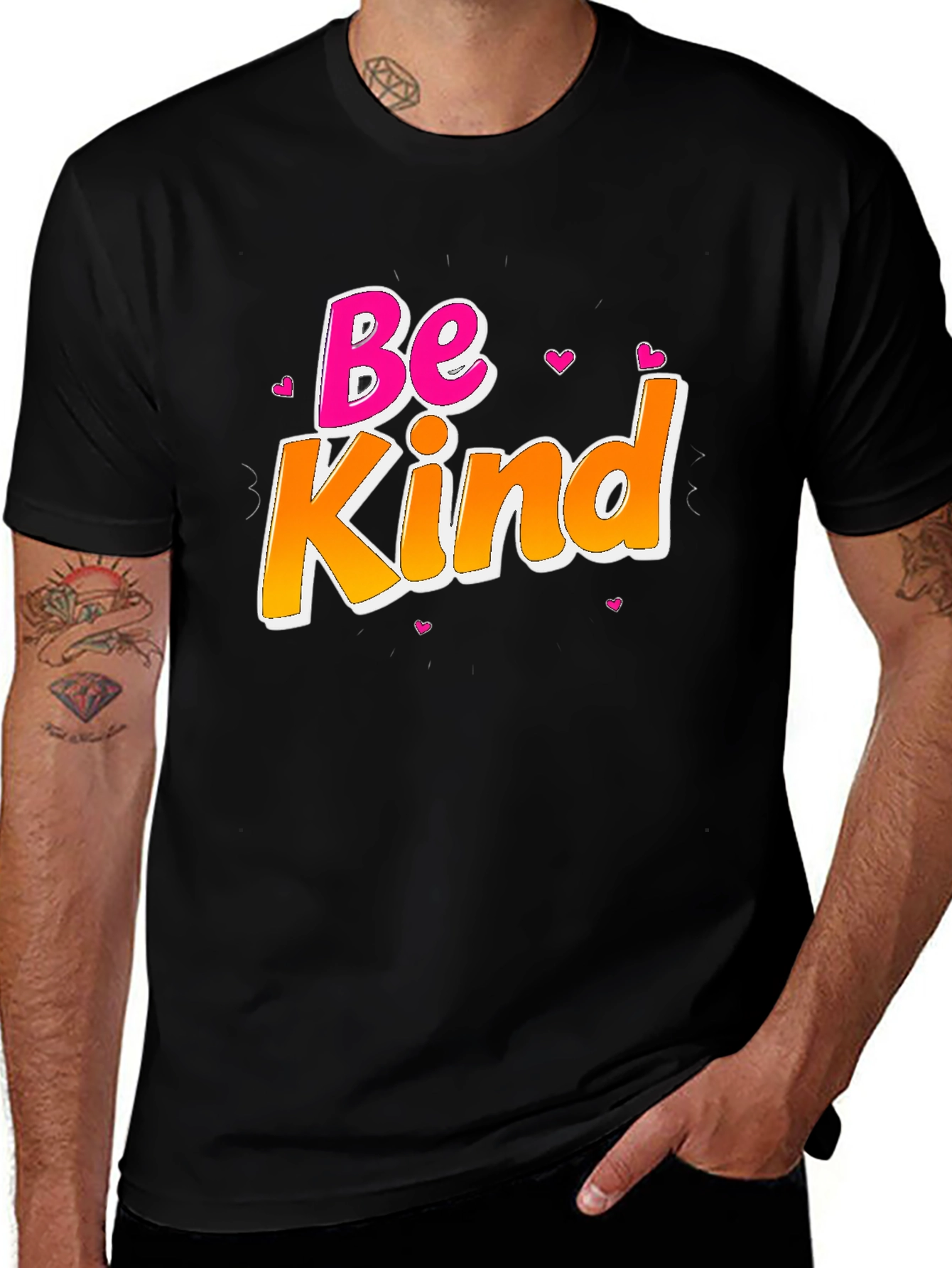 Variant 25 of Be Kind Graphic T-Shirt, Black Cotton Tee