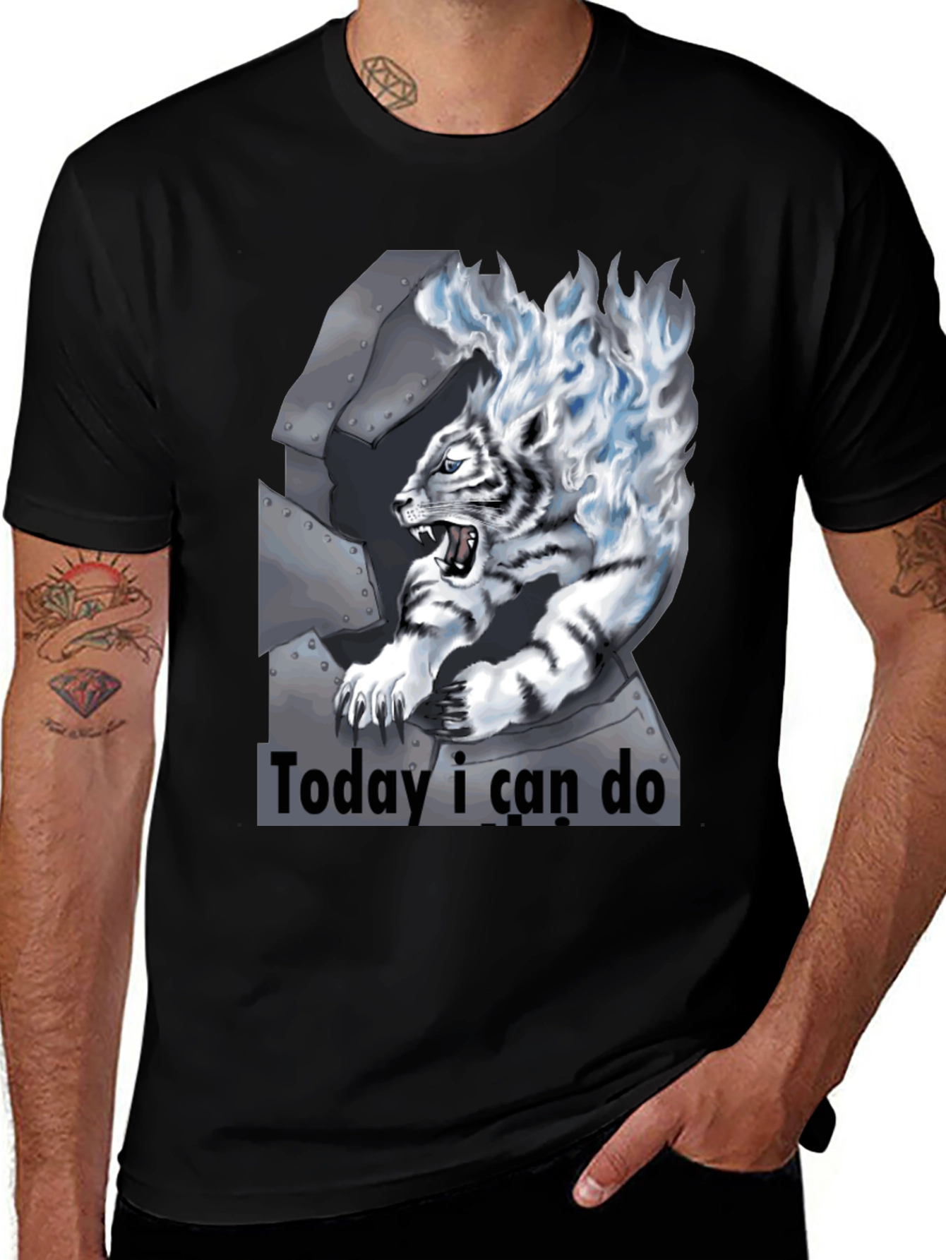 Variant 3 of Fiery Tiger Graphic Tee - Today I Can Do It!