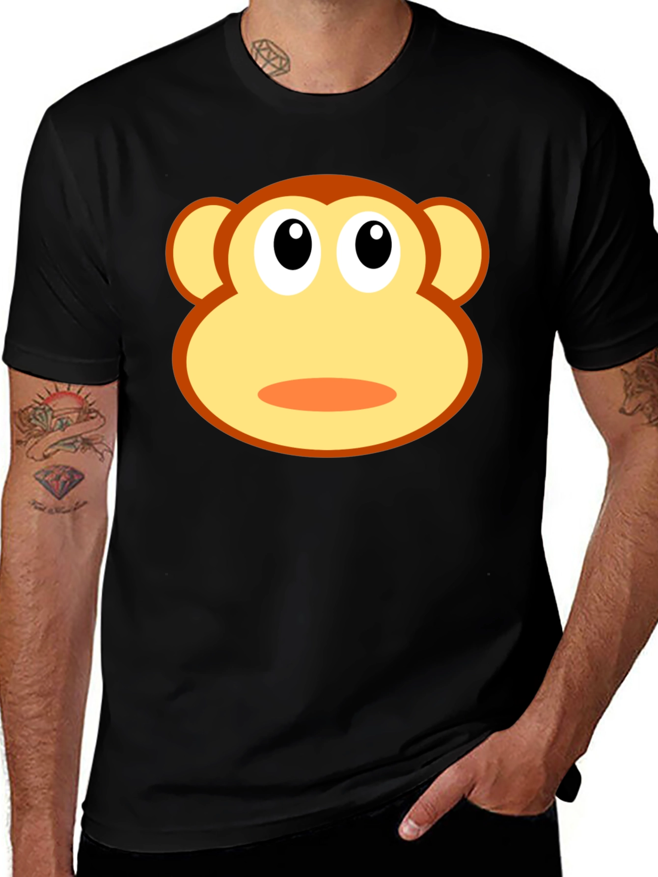 Variant 27 of Funny Monkey Face Graphic T-Shirt - Black