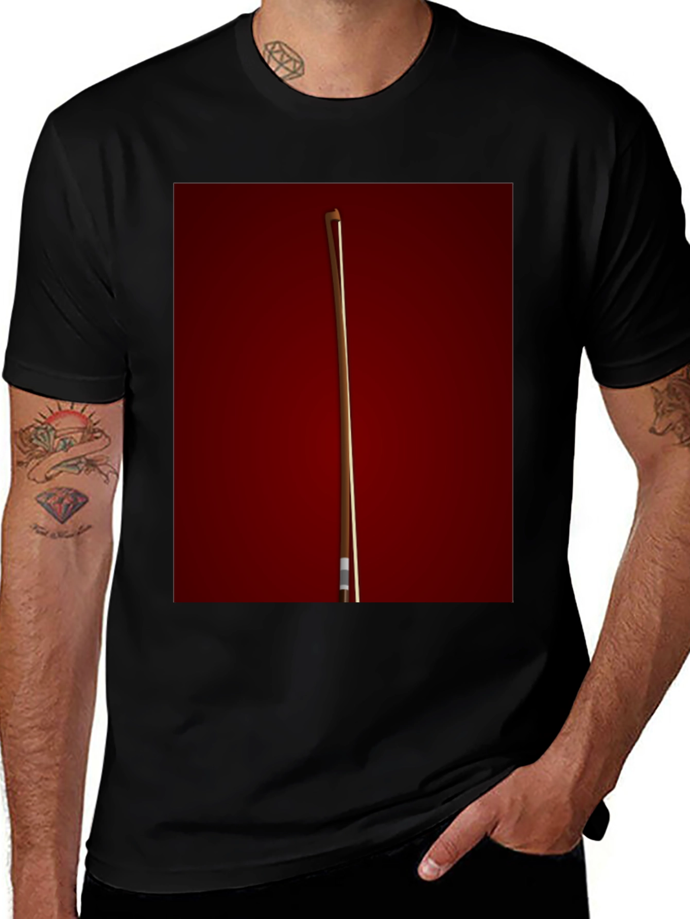 Billiard Cue Stick Graphic Tee - Black