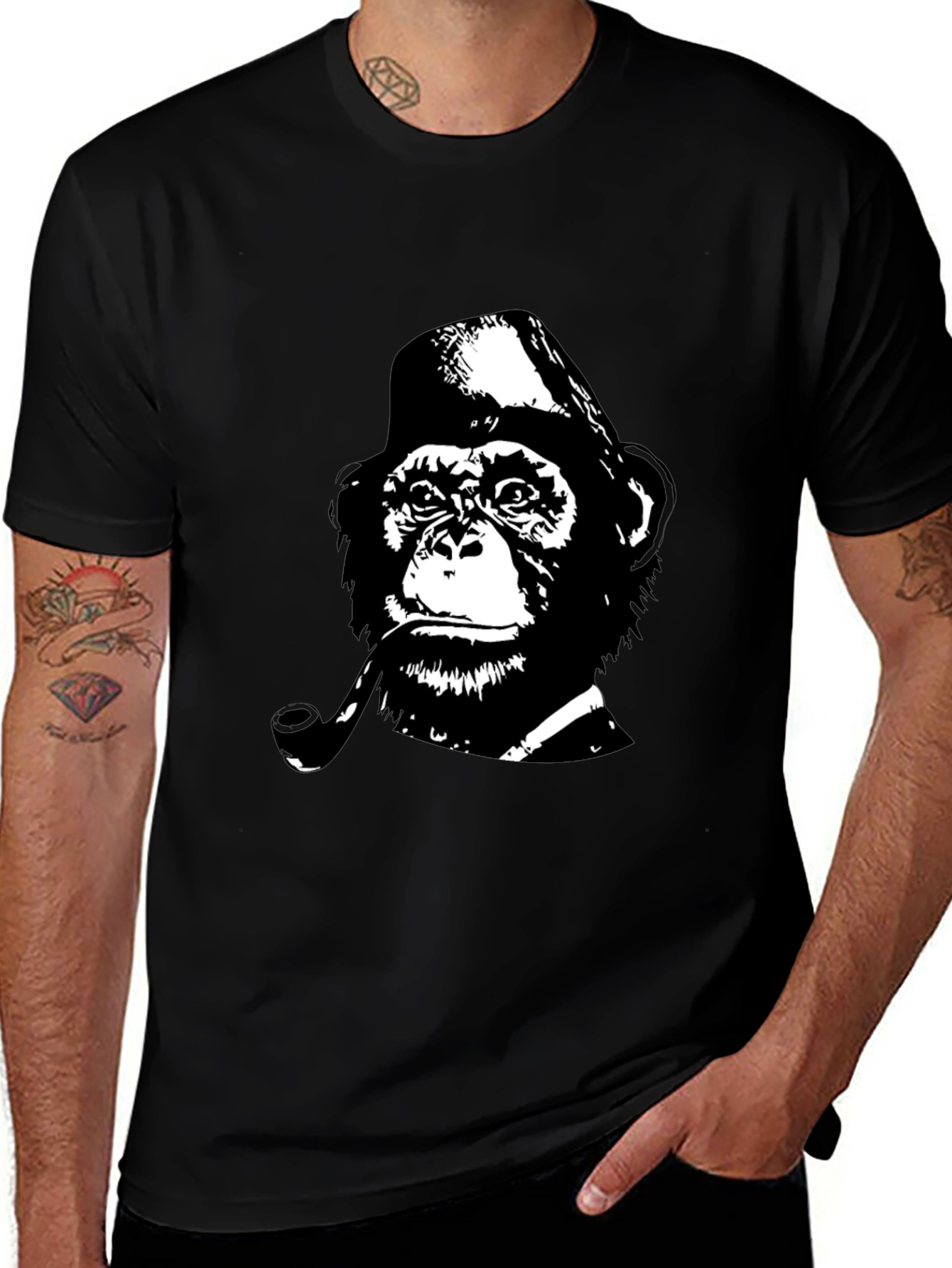Variant 6 of Monkey Detective T-Shirt - Black