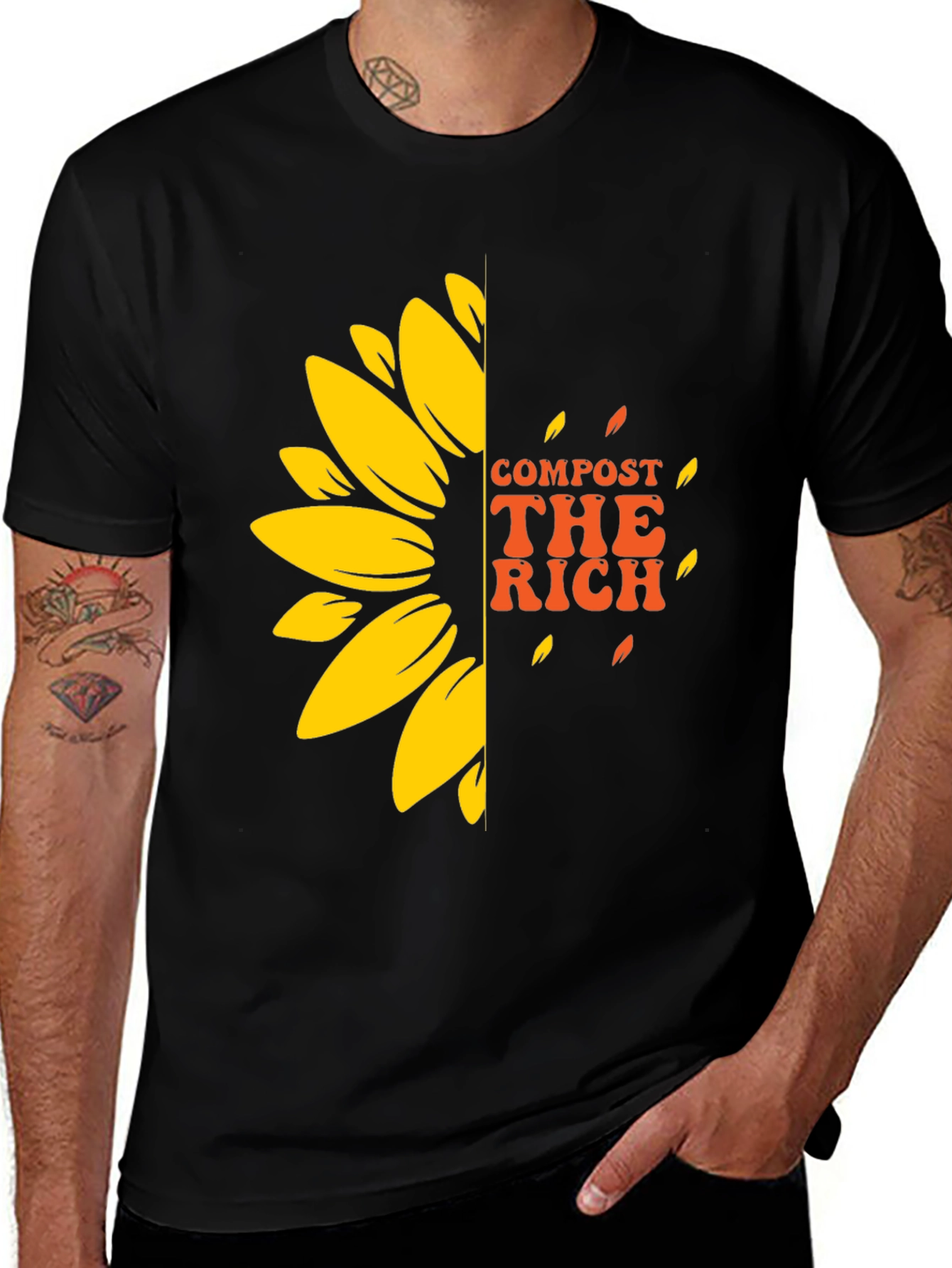 Variant 25 of Compost the Rich Graphic T-Shirt - Black Tee