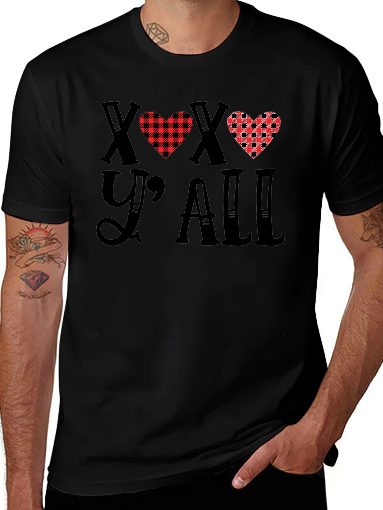 Variant 18 of XOXO Y'all Buffalo Plaid Heart T-Shirt