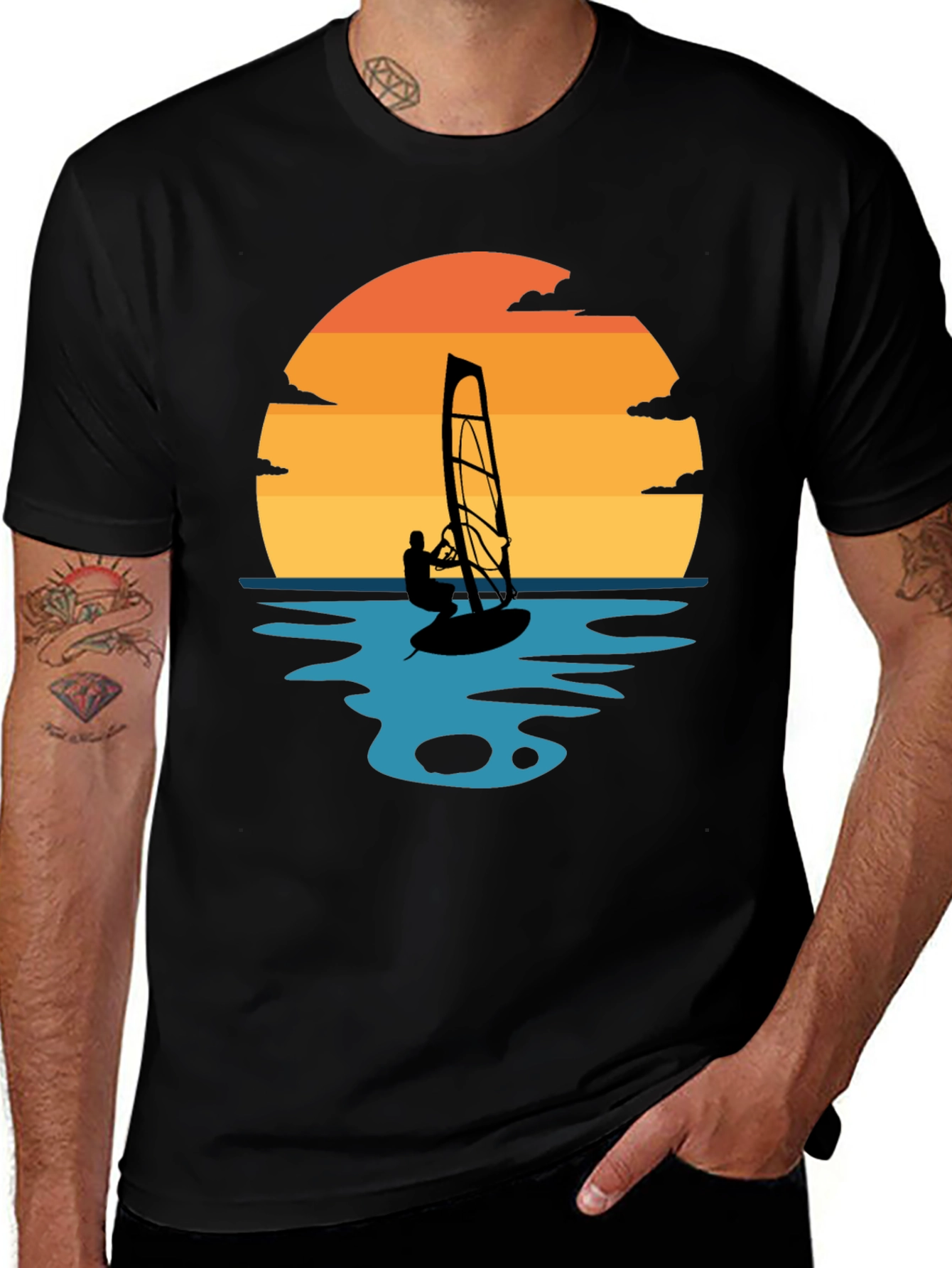Variant 23 of Windsurfing Sunset Graphic Tee - Coastal Vibes
