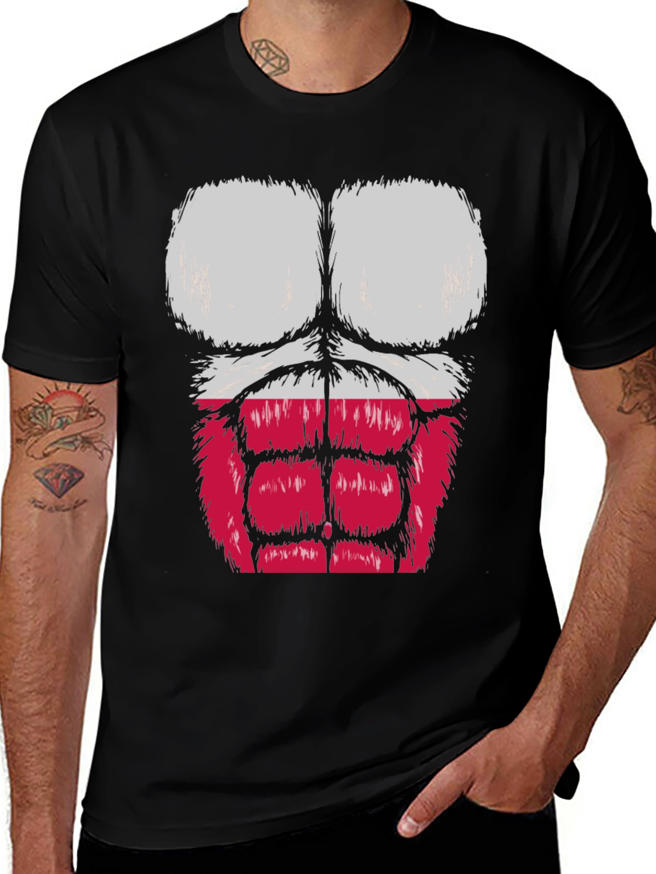 Variant 7 of Funny Muscle Chest Poland Flag Graphic Tee