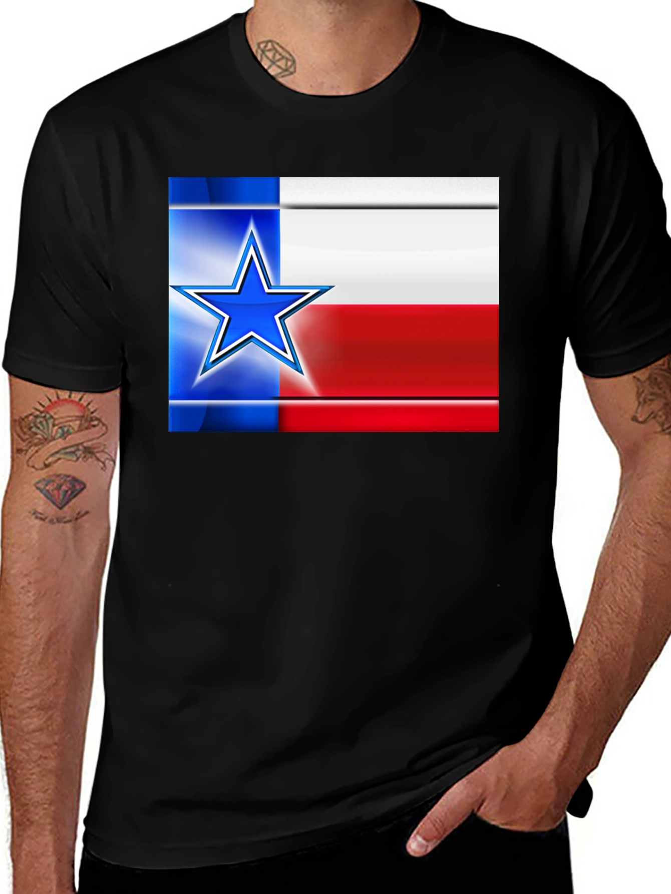 Texas Flag with Star Graphic Tee - Black