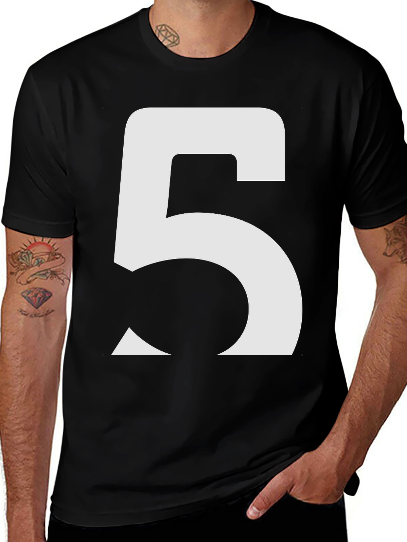 Variant 8 of Bold Number 5 Graphic Tee - Casual Black T-Shirt