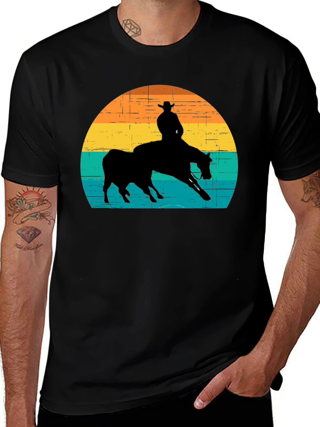 Variant 4 of Retro Cowboy Horse Silhouette Graphic Tee