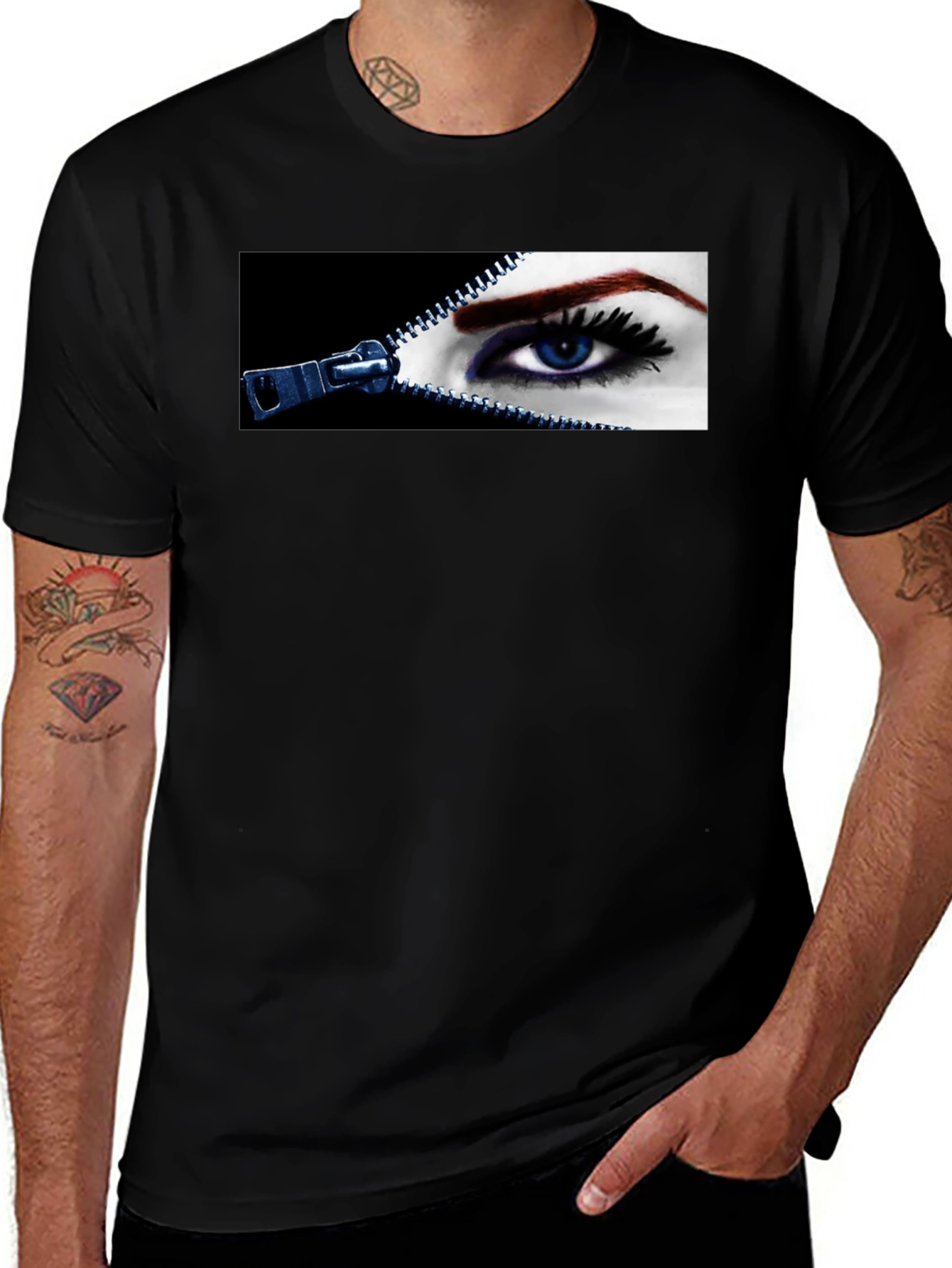 Variant 29 of Zipper Eye Graphic Tee - Cool Black T-Shirt