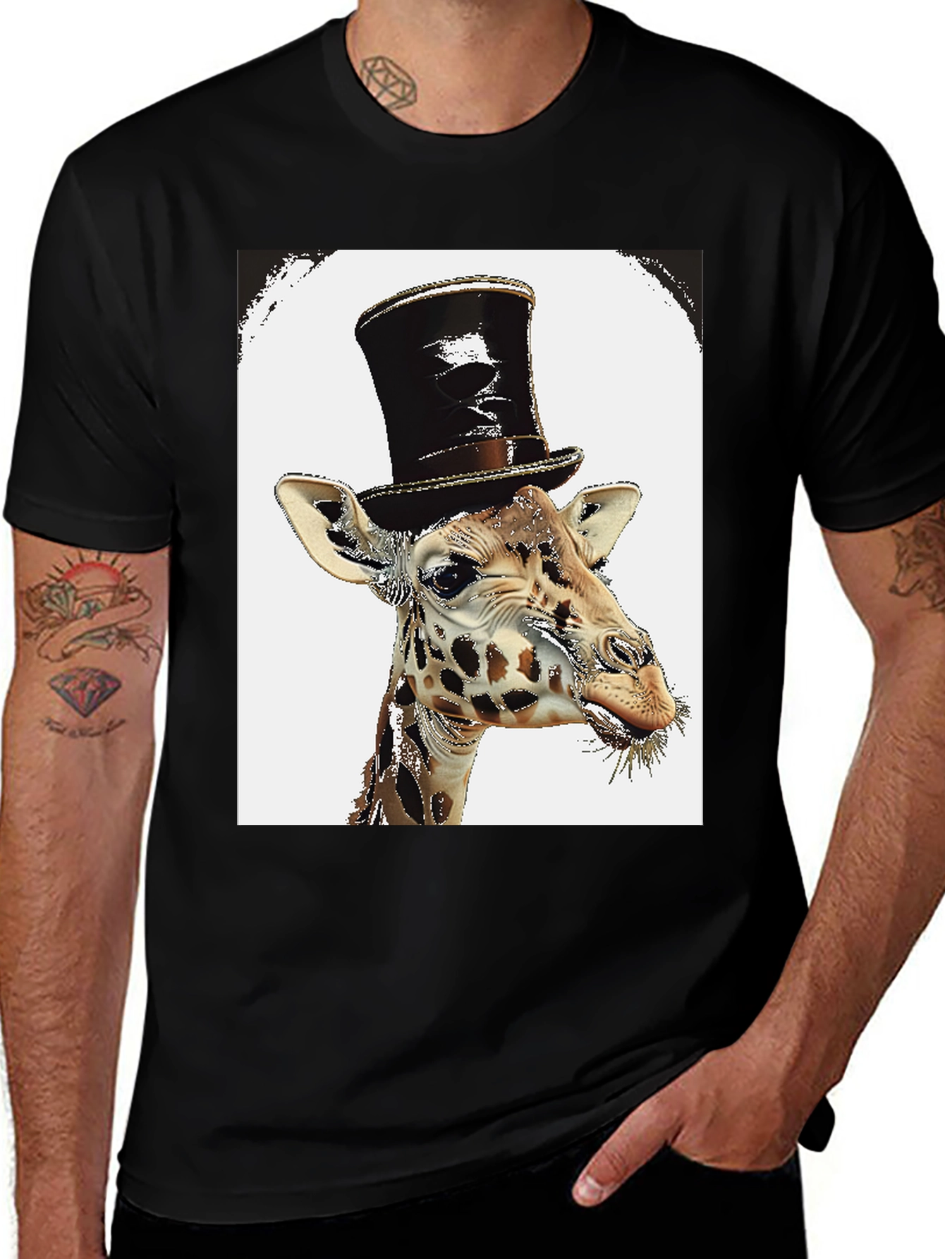 Variant 8 of Giraffe Top Hat Graphic Tee