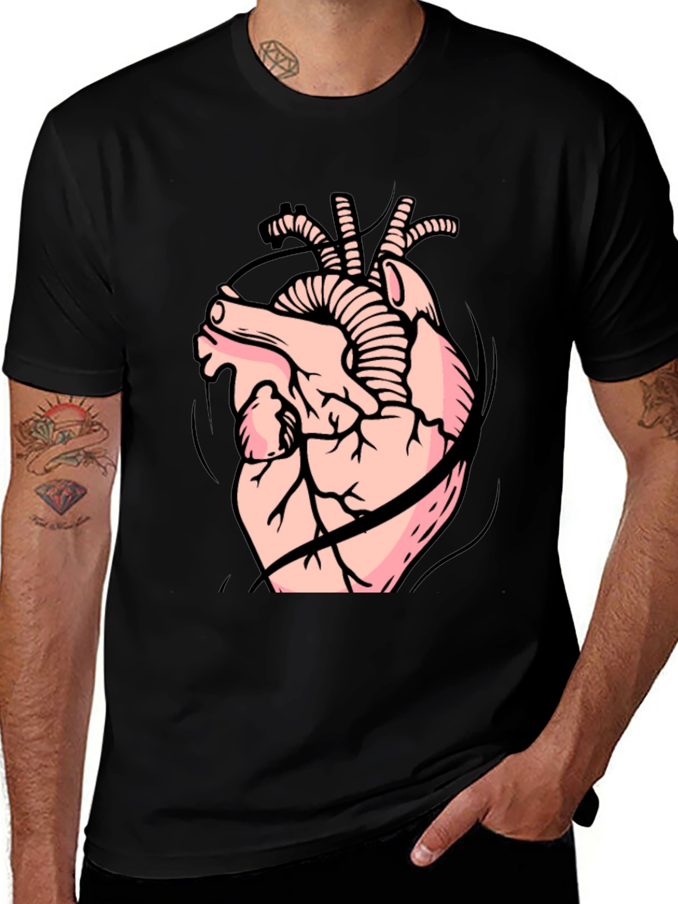 Variant 9 of Anatomical Heart Graphic Tee - Black