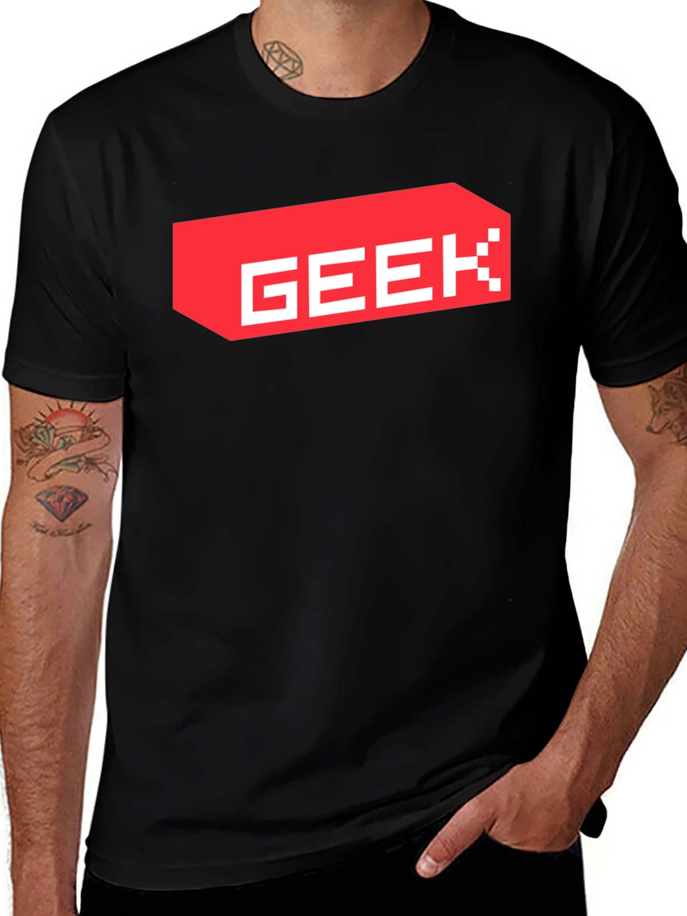 Variant 10 of Geek Pixelated Graphic Tee - Black
