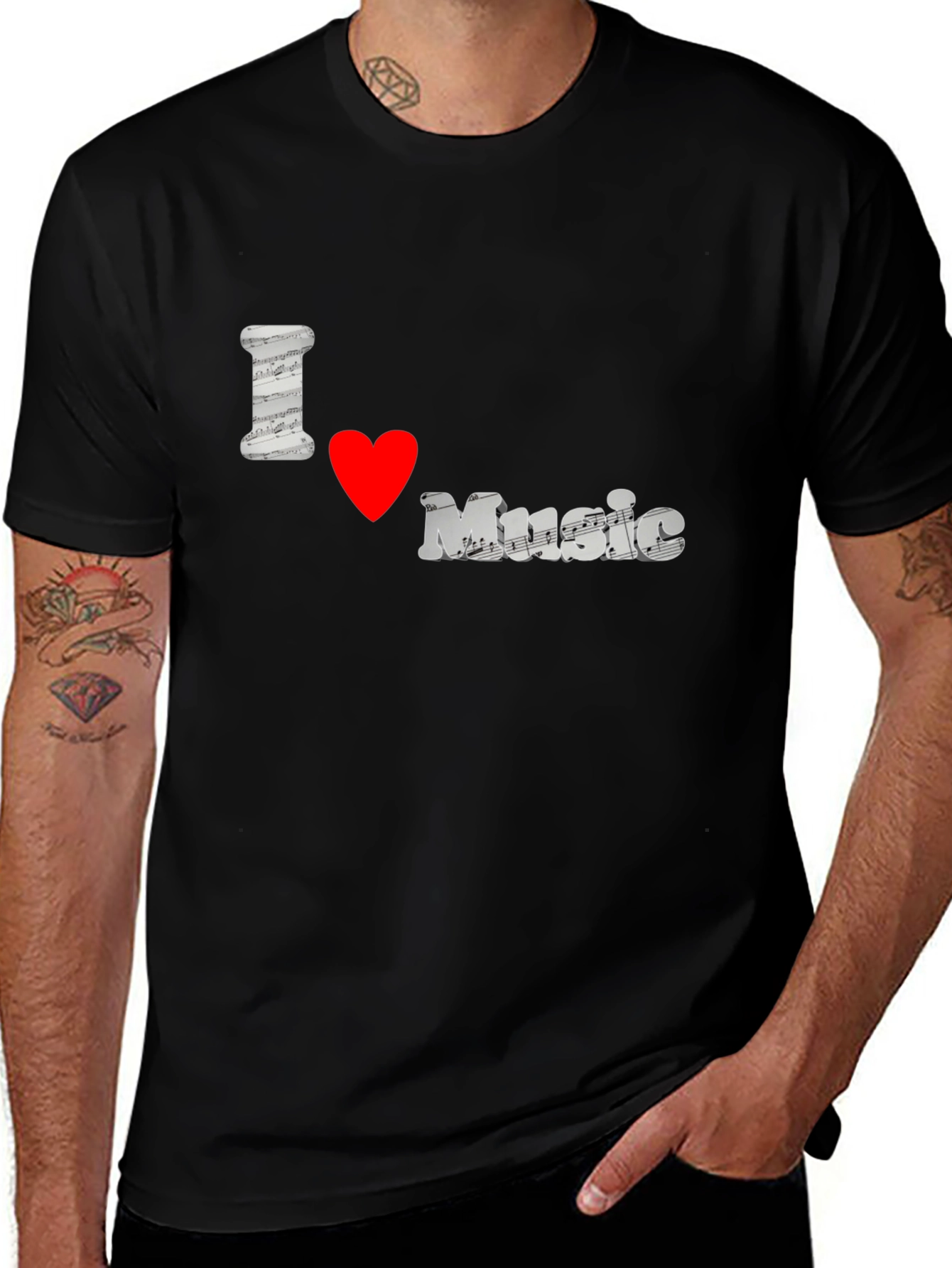 Variant 21 of I Love Music Black T-Shirt