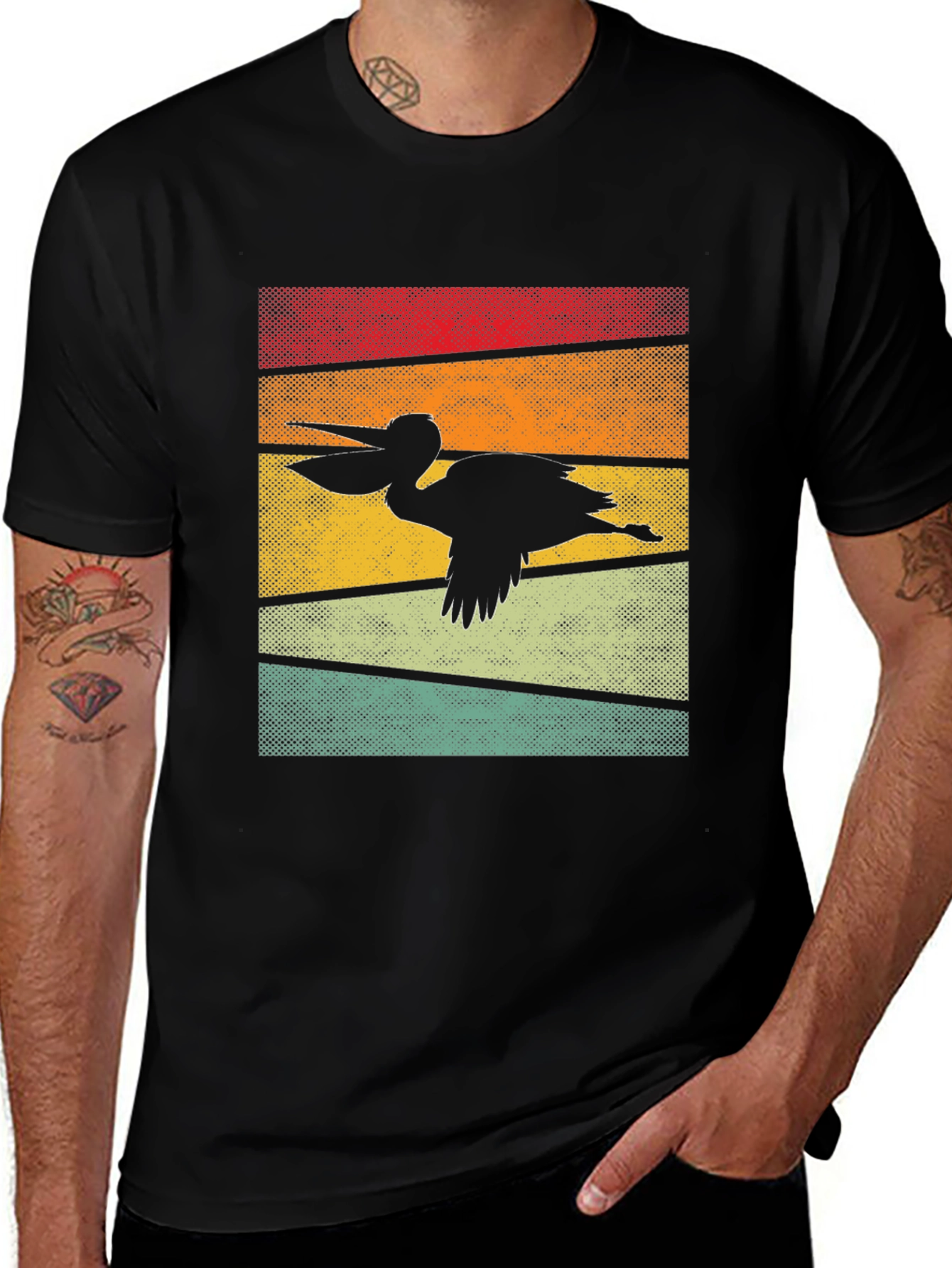 Variant 9 of Retro Pelican Graphic Tee - Vintage Style Bird Shirt