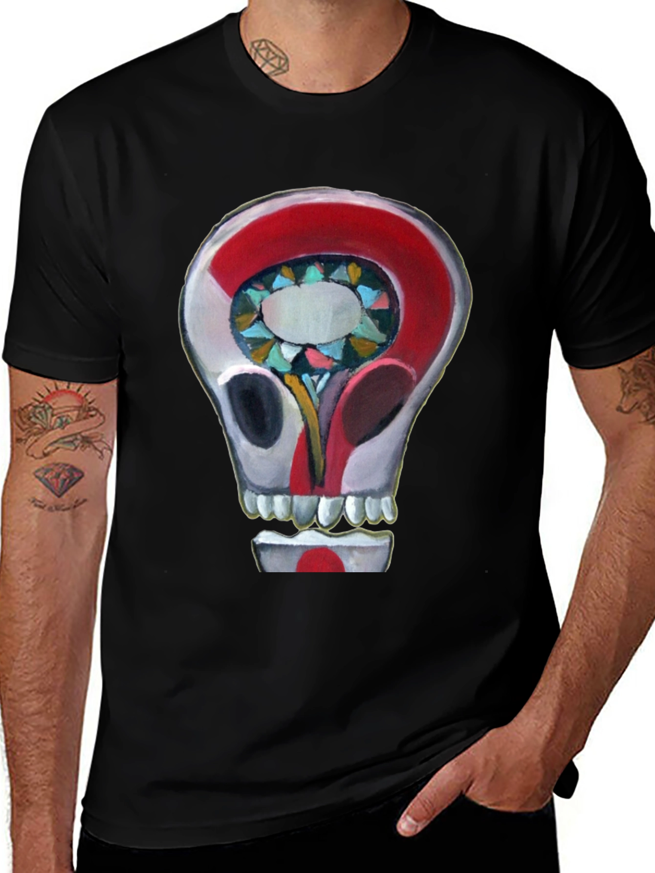 Variant 18 of Abstract Skull Graphic Tee - Modern Art Style