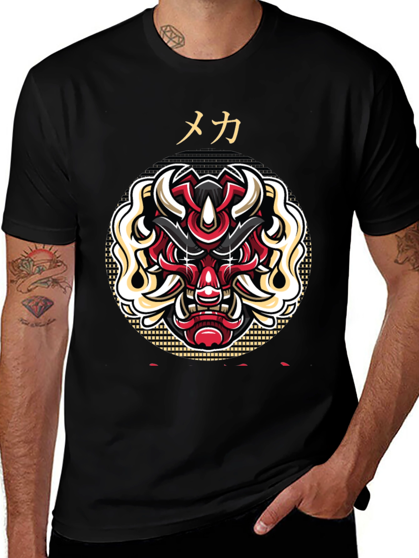 Samurai Demon T-Shirt - Japanese Oni Mask Graphic Tee